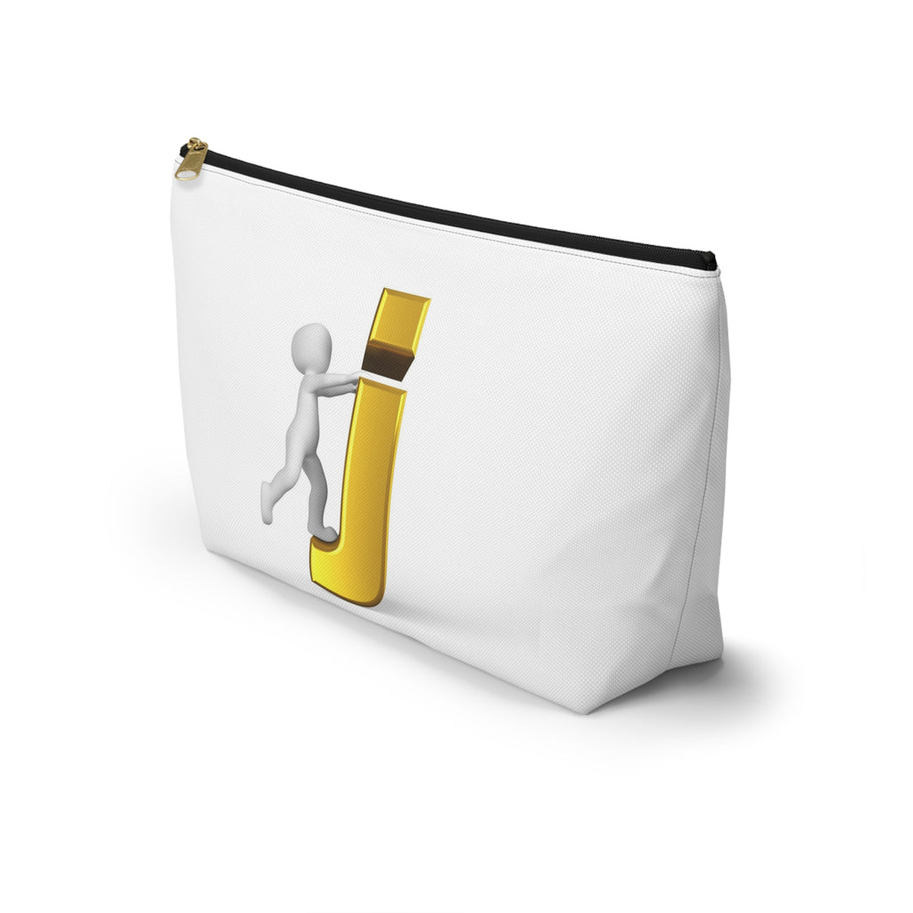 Stick Figure Pushing Gold Letter J Accessory Pouch