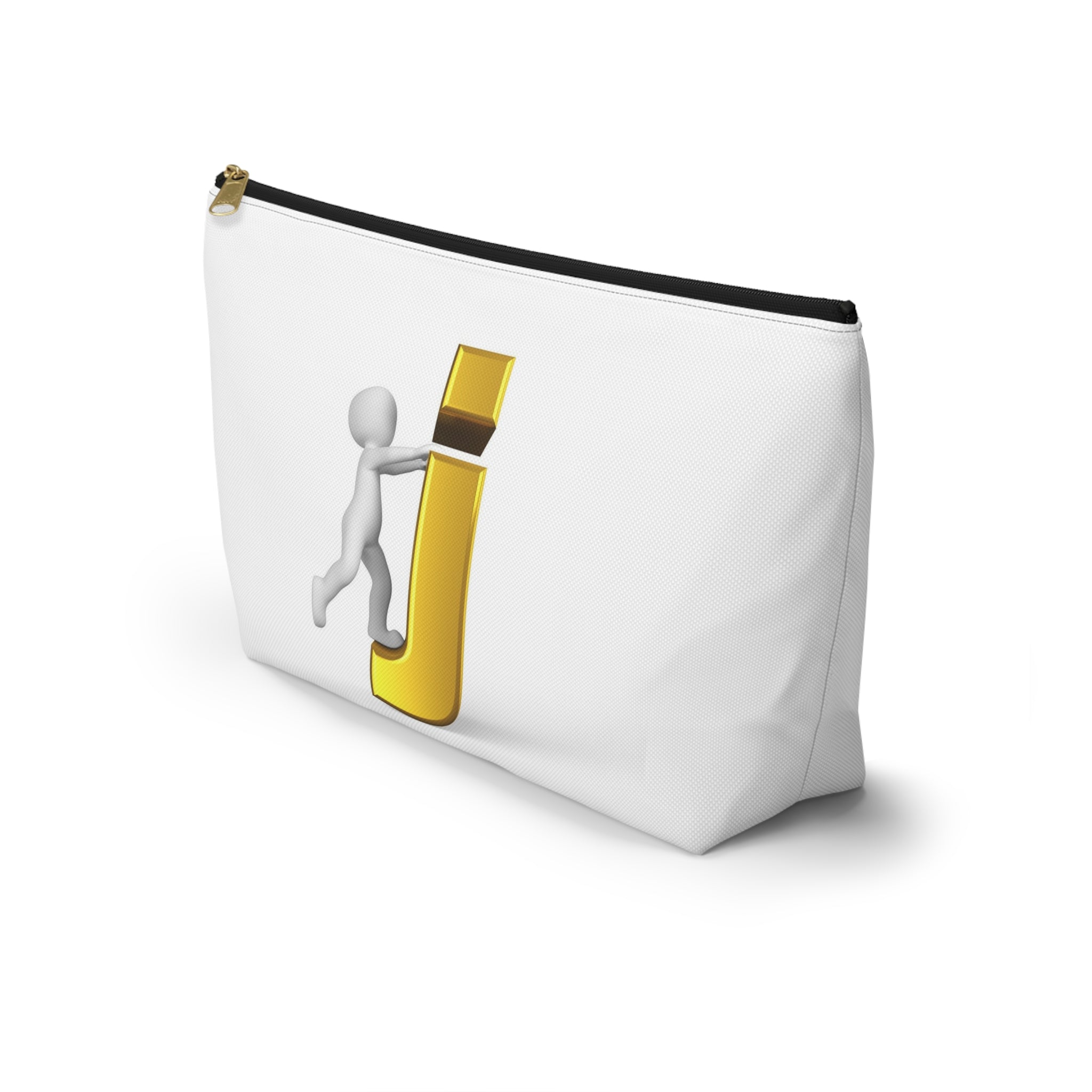 Stick Figure Pushing Gold Letter J Accessory Pouch
