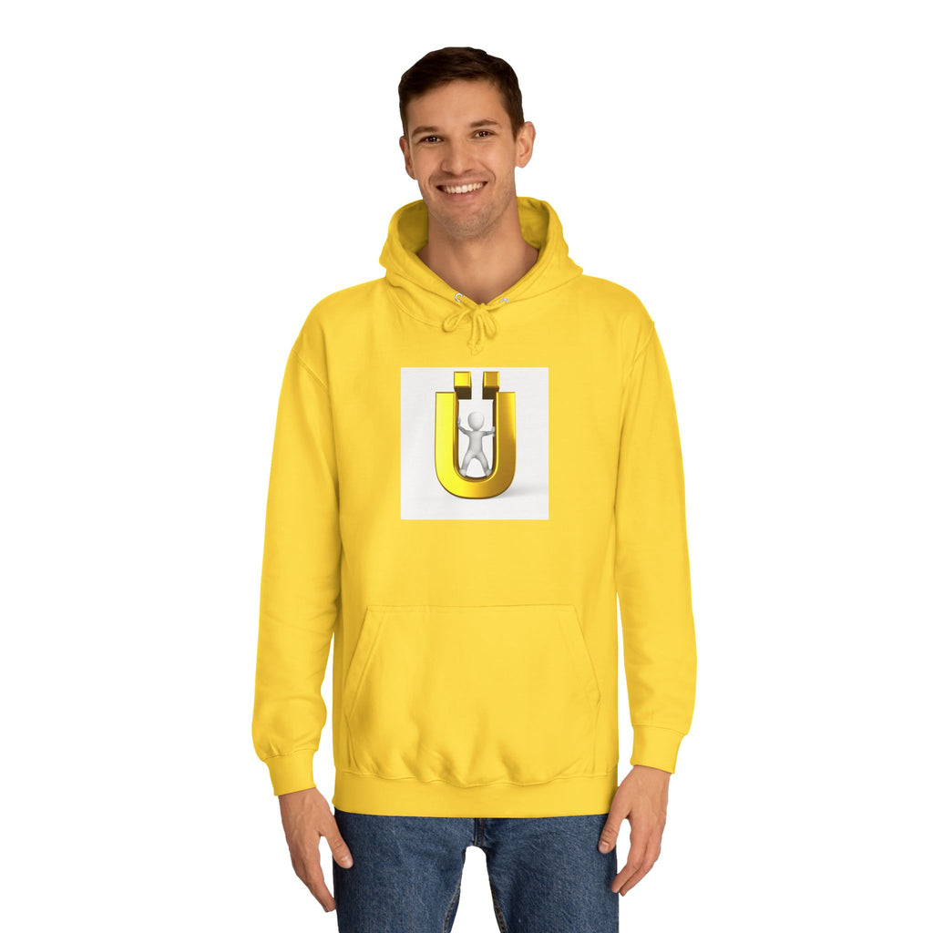 Gold Ü Letter Logo Hoodie | 3D Person Initial U Sweatshirt