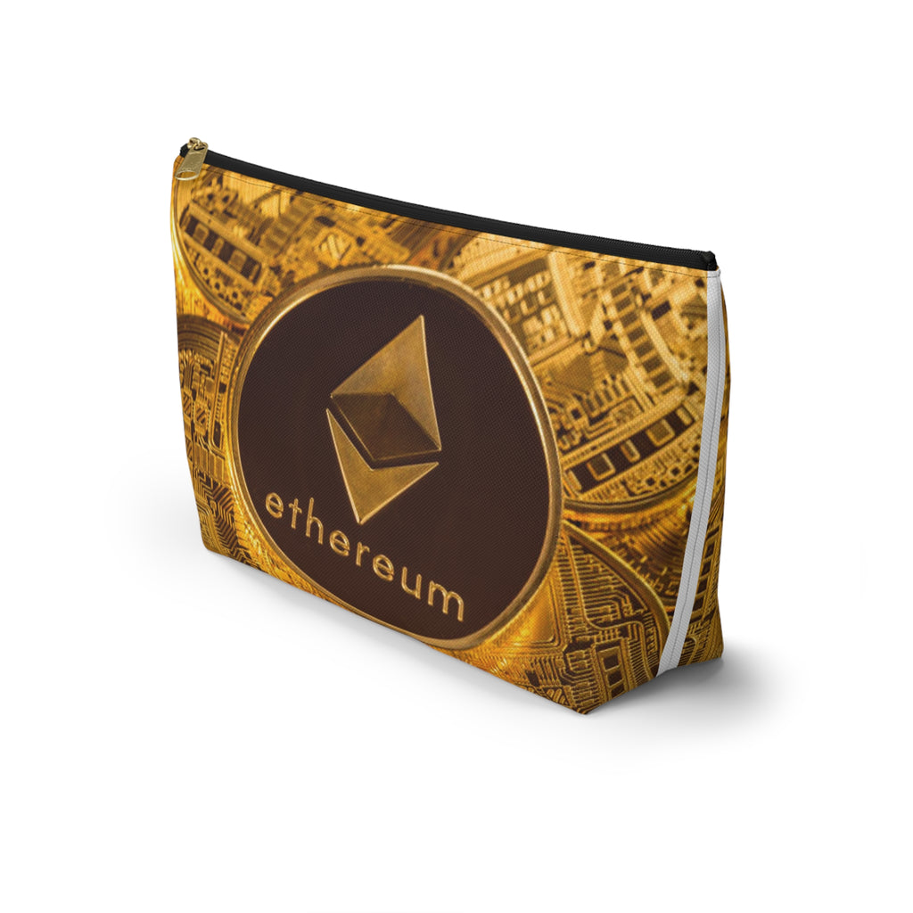 Ethereum Coin Accessory Pouch | Crypto Makeup Bag, T-Bottom Zipper Pouch