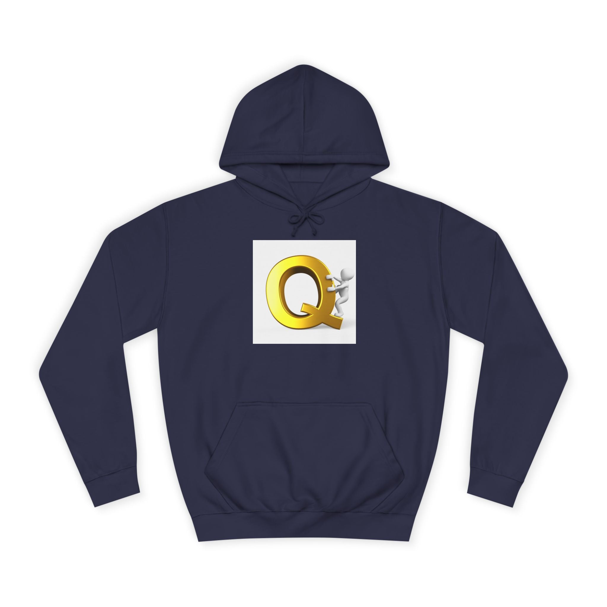 Golden Q Letter Hoodie | 3D Character Climbing Initial Sweatshirt