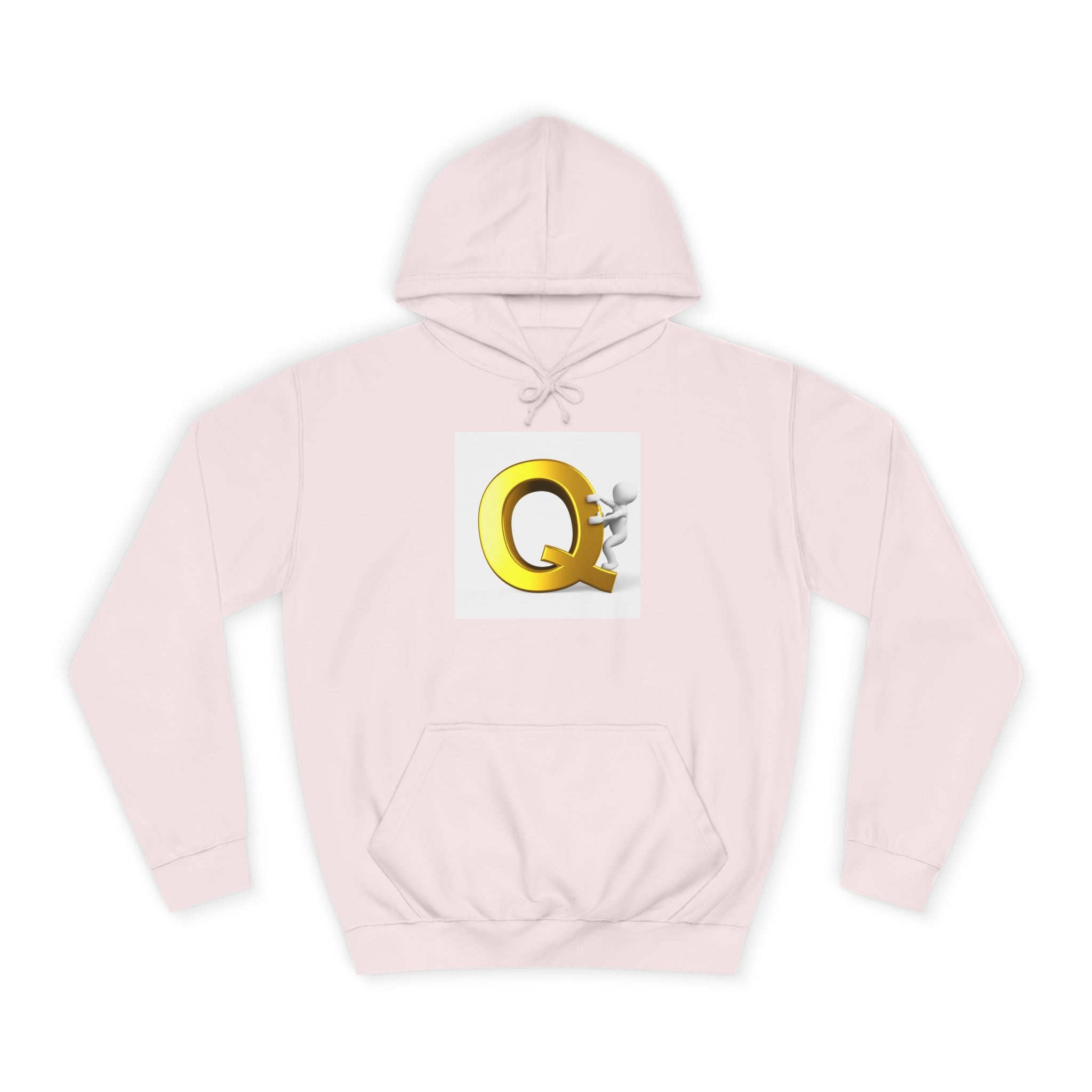 Golden Q Letter Hoodie | 3D Character Climbing Initial Sweatshirt