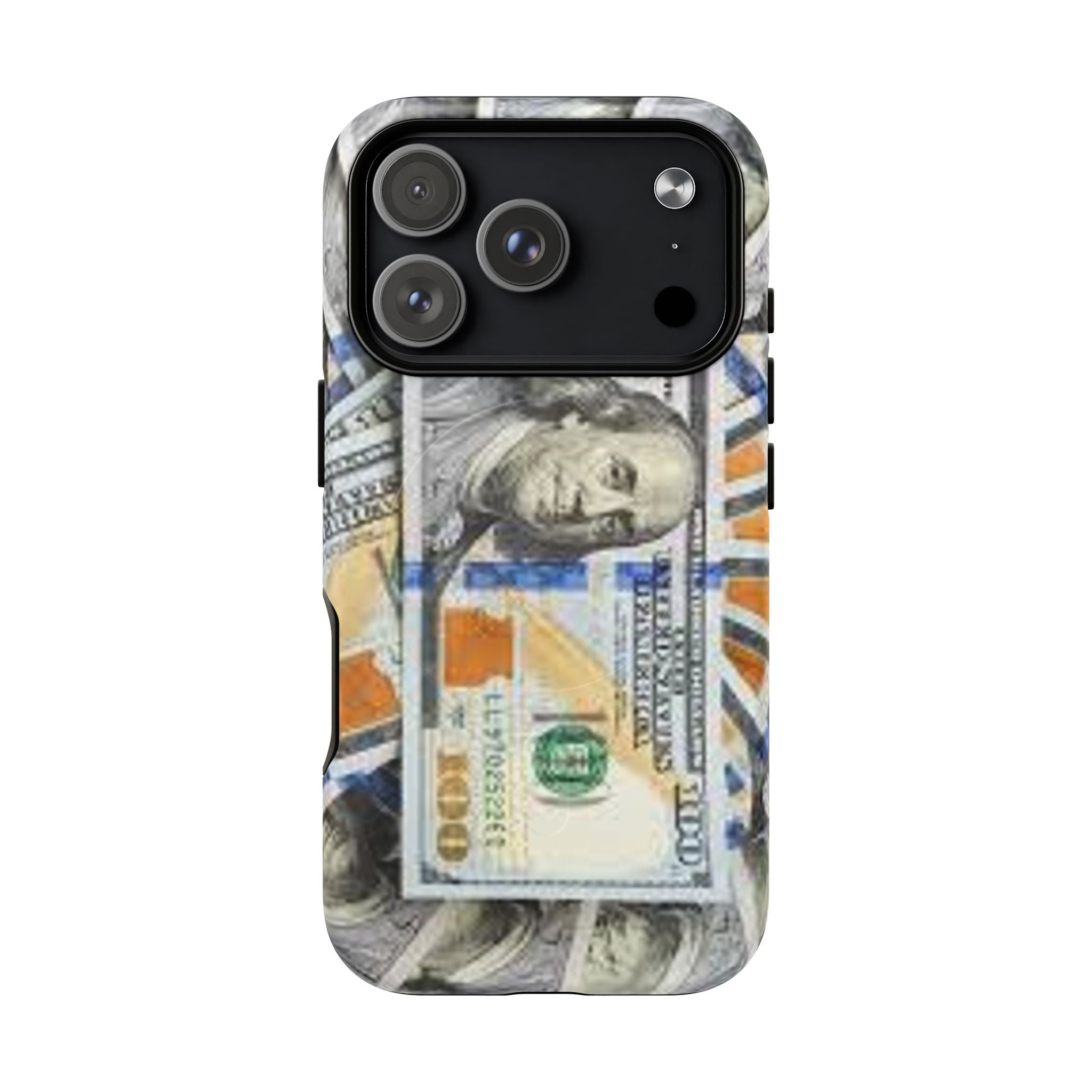 Coque de téléphone Billets de cent dollars | Coque magnétique robuste, motif argent