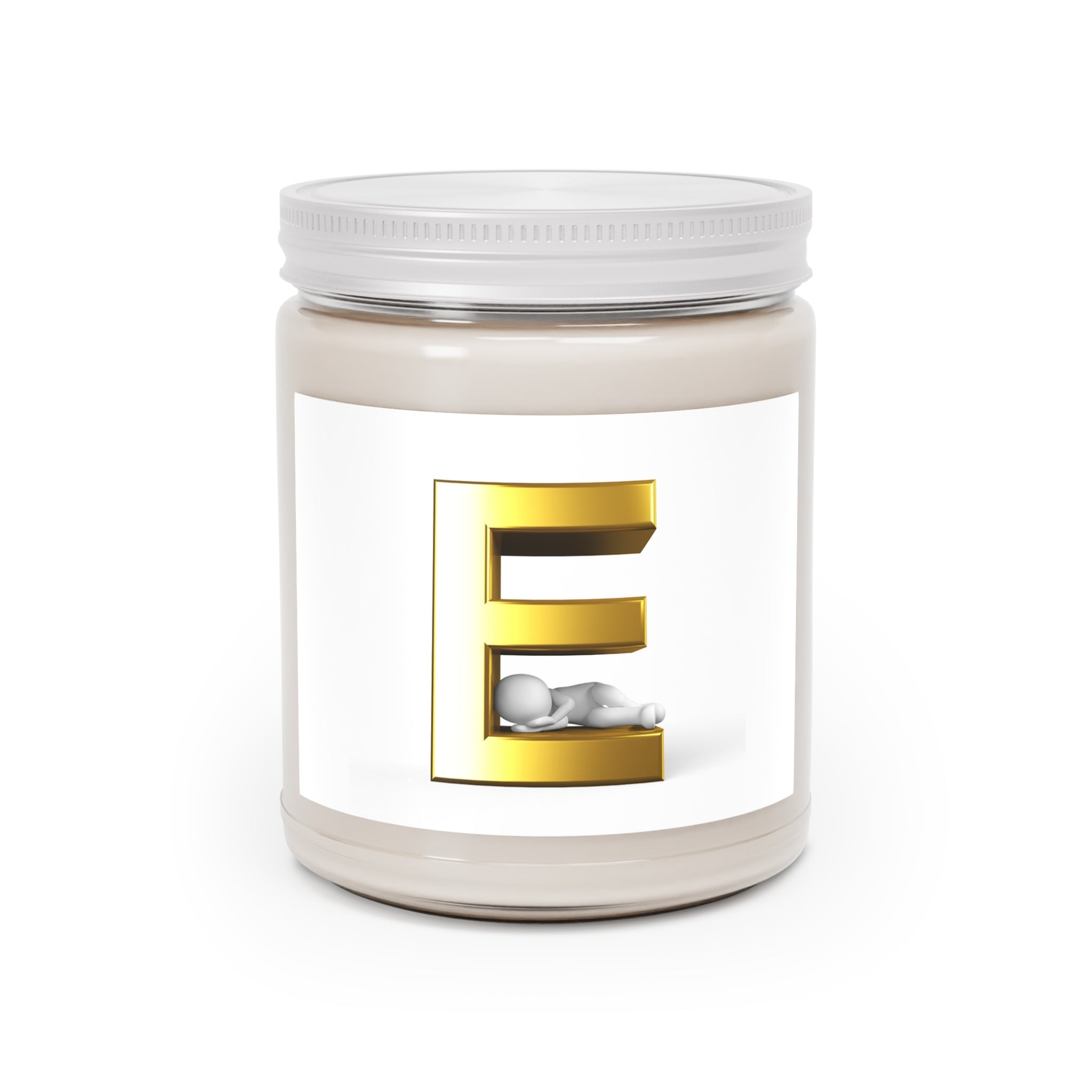 Bougie Monogramme Lettre E Dorée Bougie de Soja 9oz