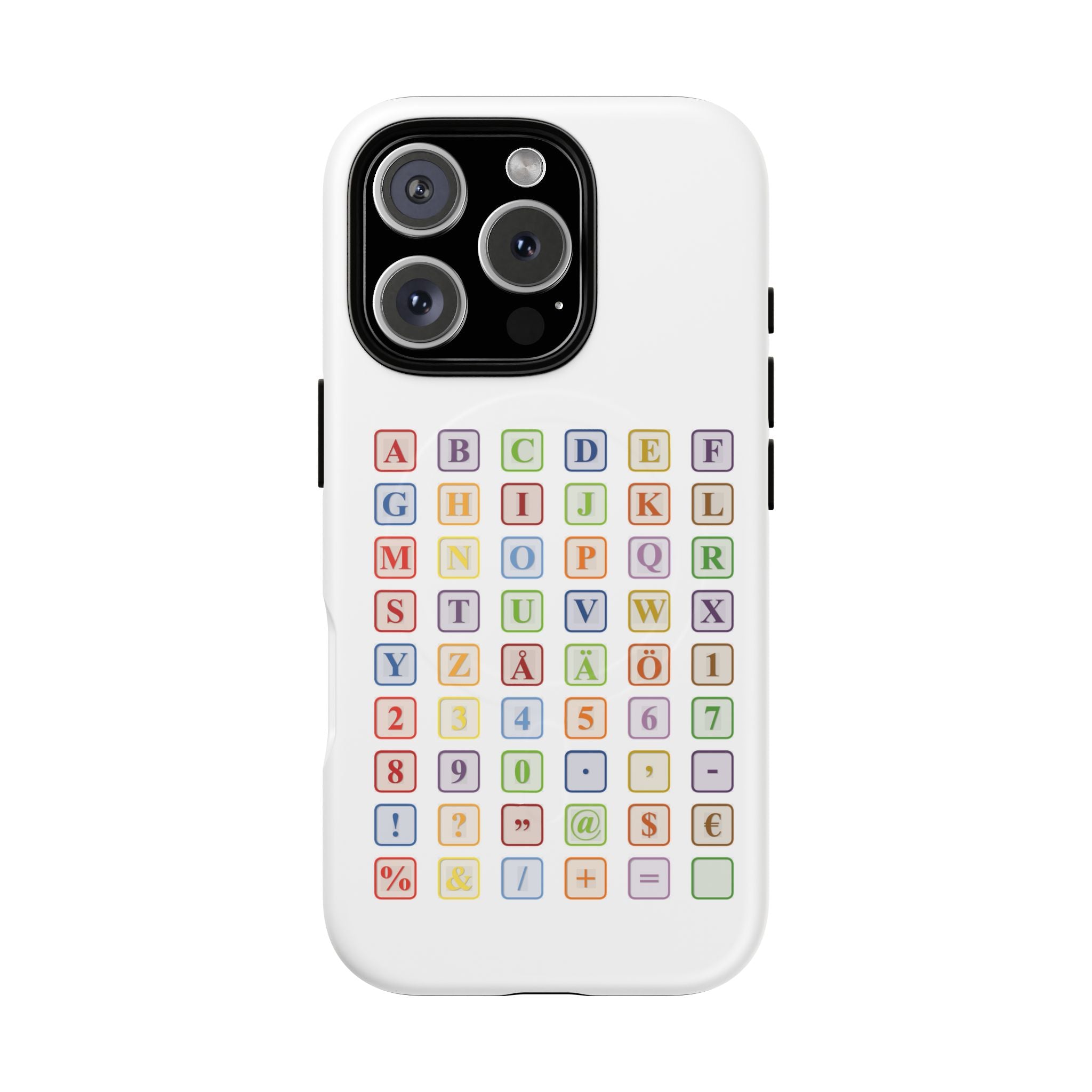 Coque de téléphone Alphabet Blocks | Coque magnétique résistante, grille de lettres colorées