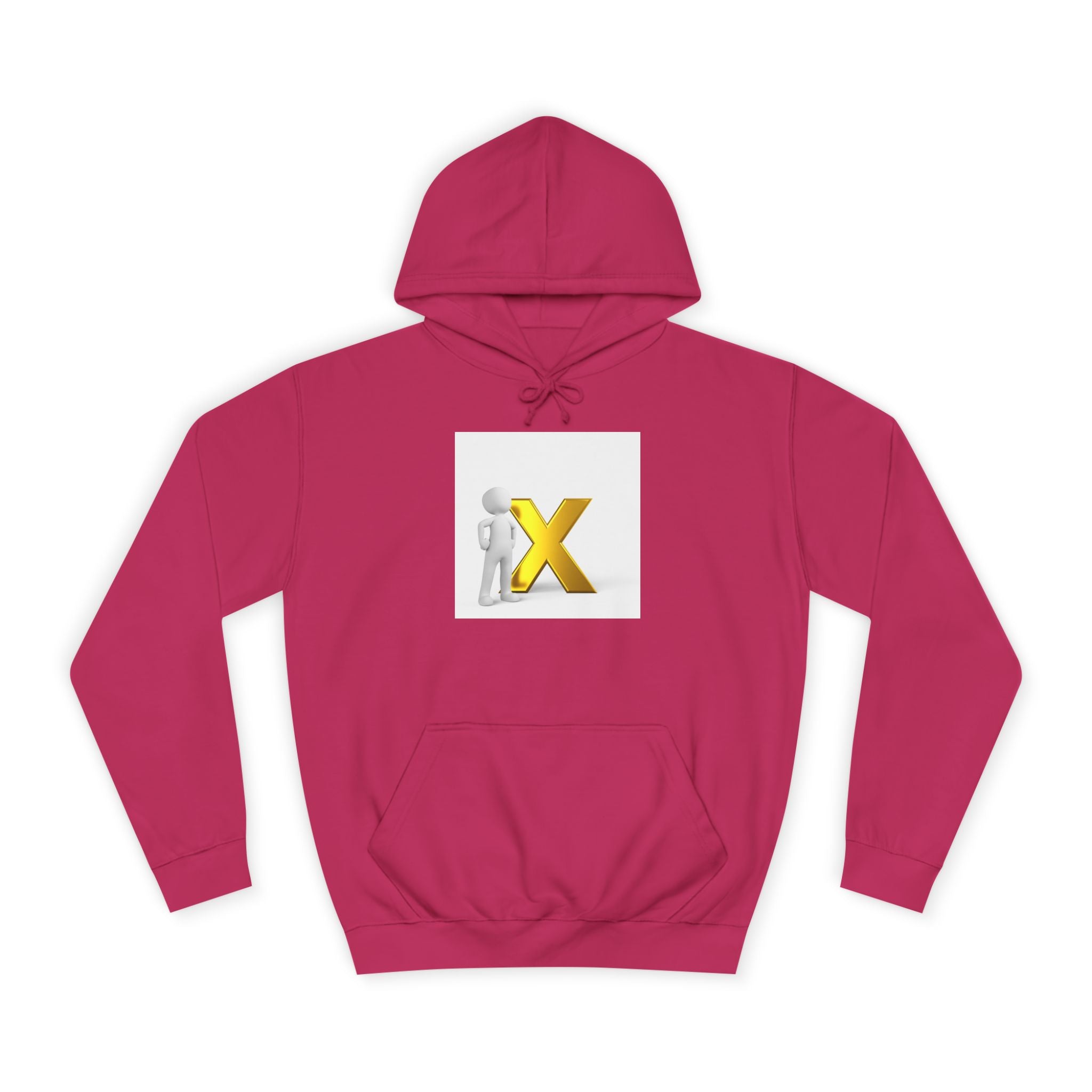 3D Figure Leaning on Gold X Hoodie | Letter X Initial Pullover