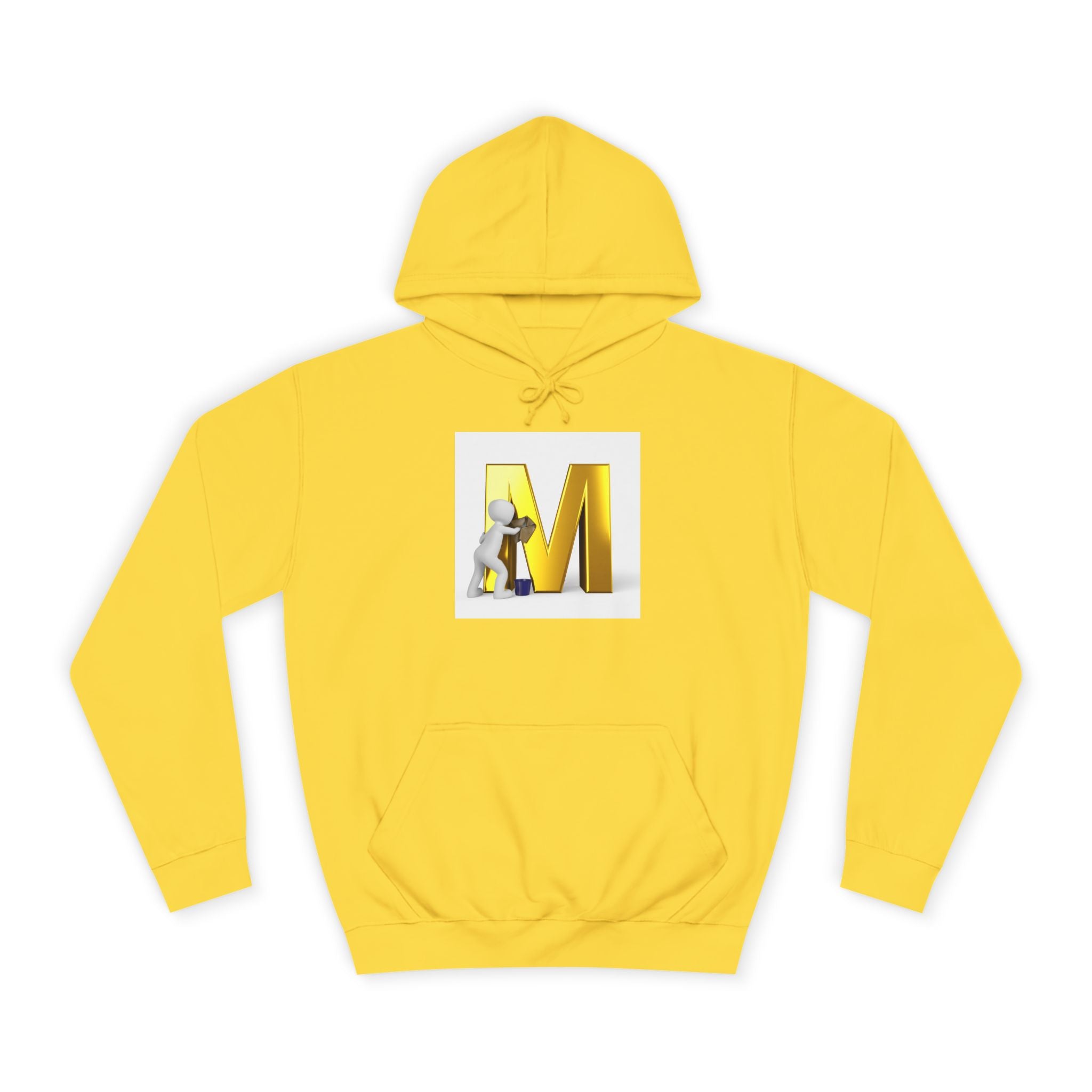 Gold Letter M with Figure Hoodie | Monogram Initial M Sweatshirt