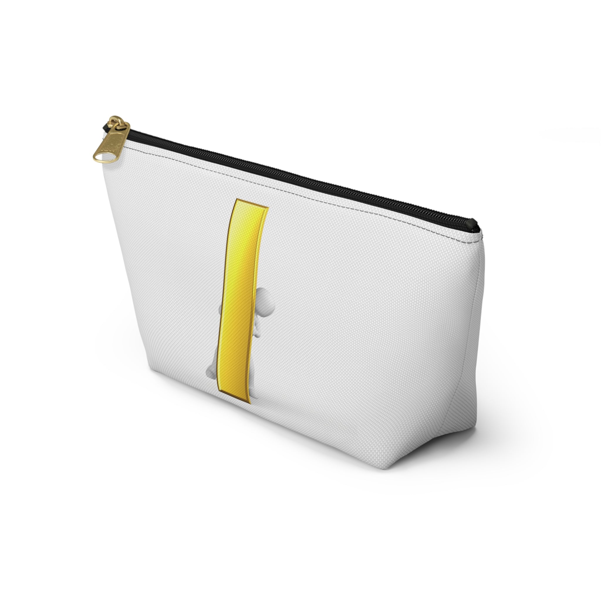3D Stick Figure Holding Gold Letter i Accessory Pouch | T-Bottom Cosmetic Bag