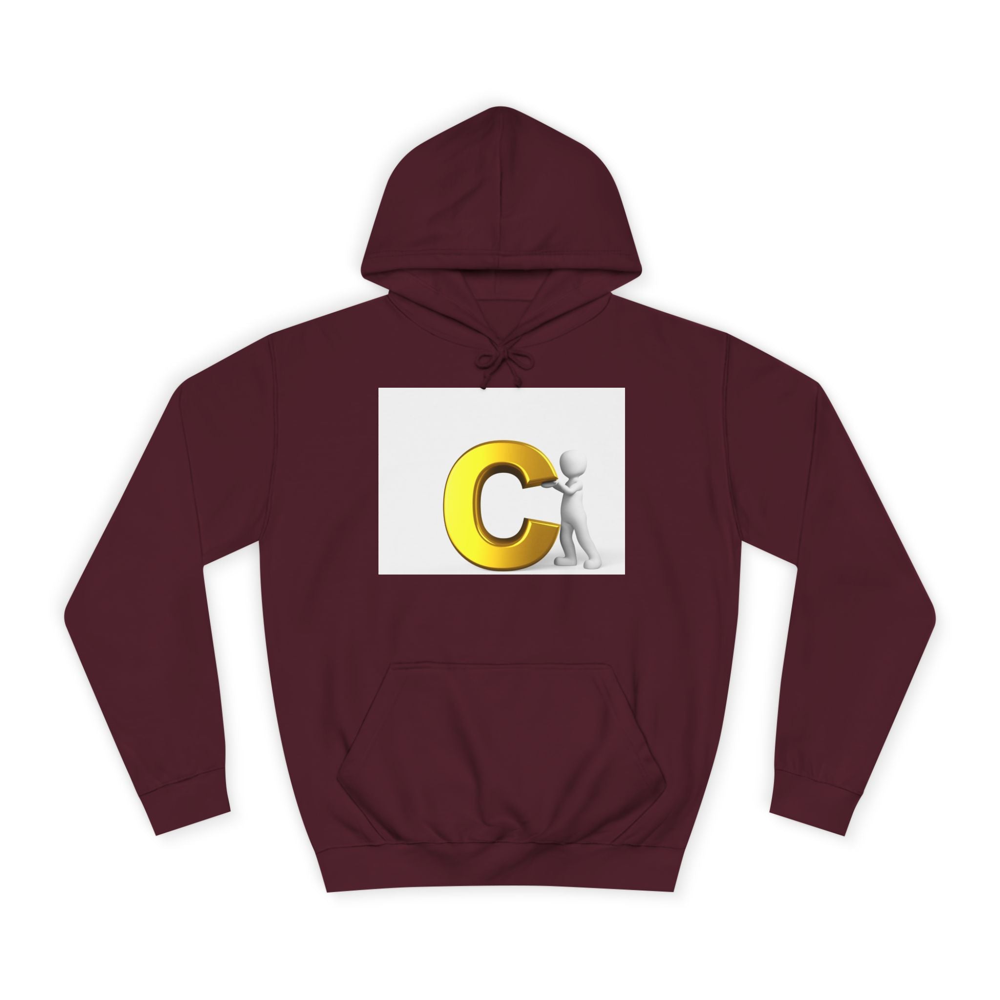 Sweat à capuche jaune 3D lettre C avec personnage | Sweat-shirt monogramme initial