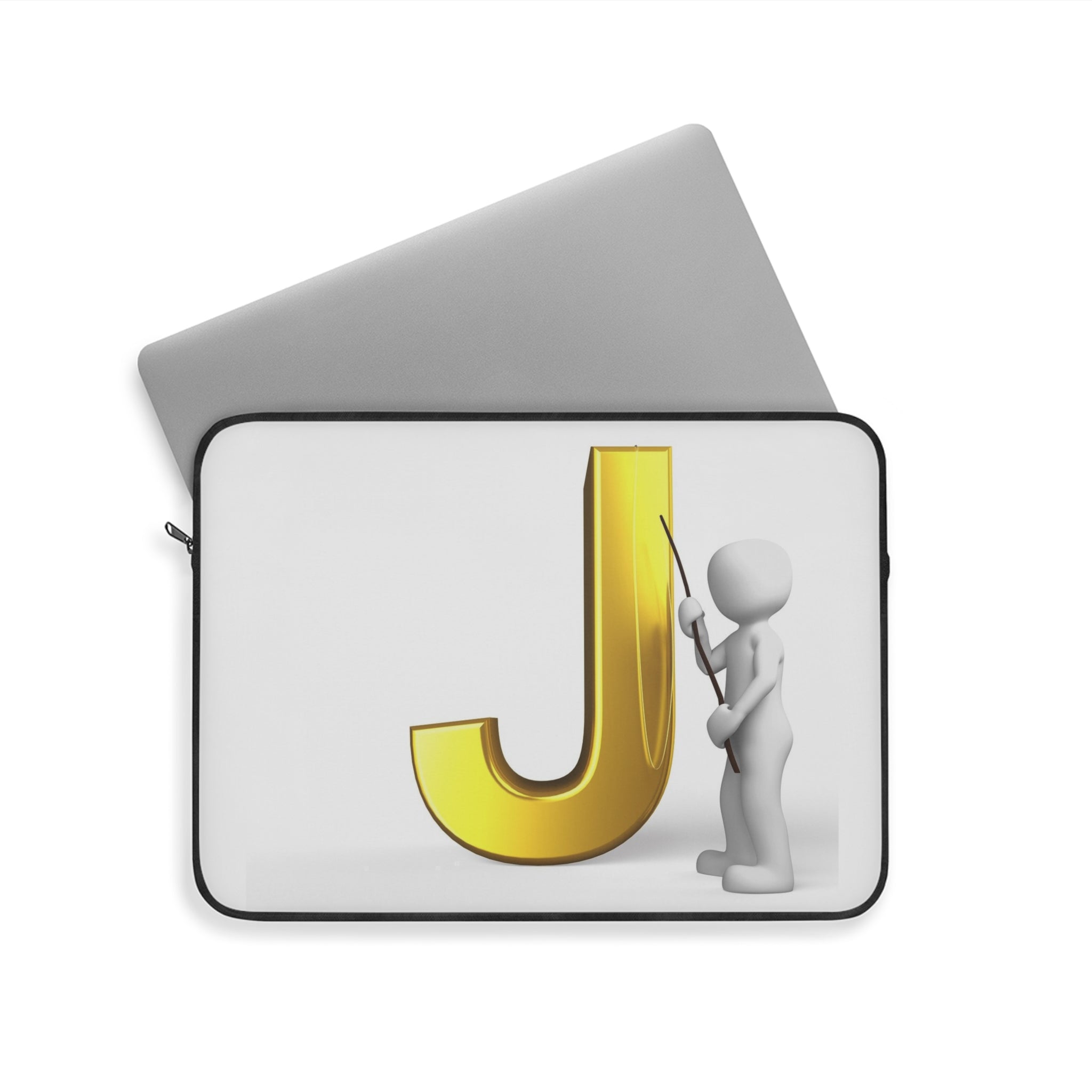 Gold Letter J with Figure Laptop Sleeve | Monogram Initial J