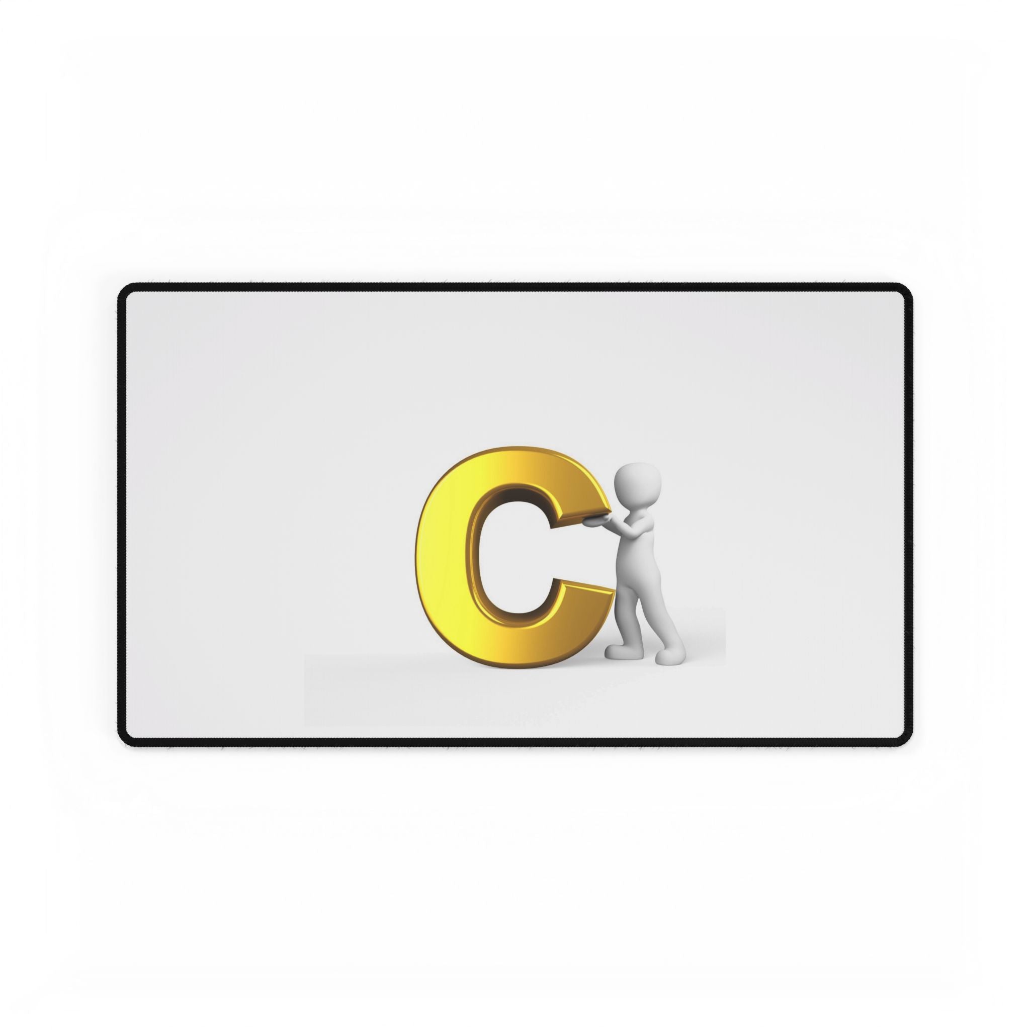 Goldener Buchstabe C mit 3D-Figur Schreibtischunterlage | Minimalistische Alphabet-Mauspad