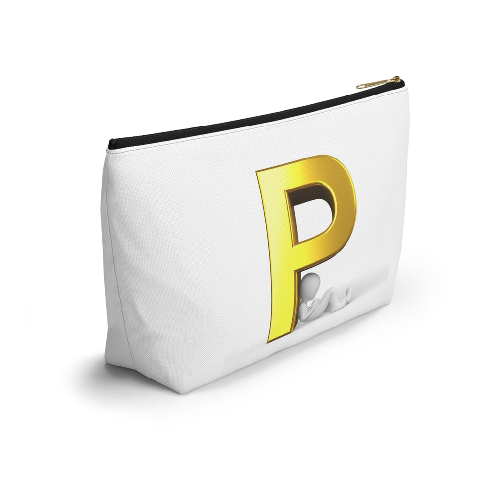Gold Letter P monogram accessory pouch | T-bottom cosmetic bag