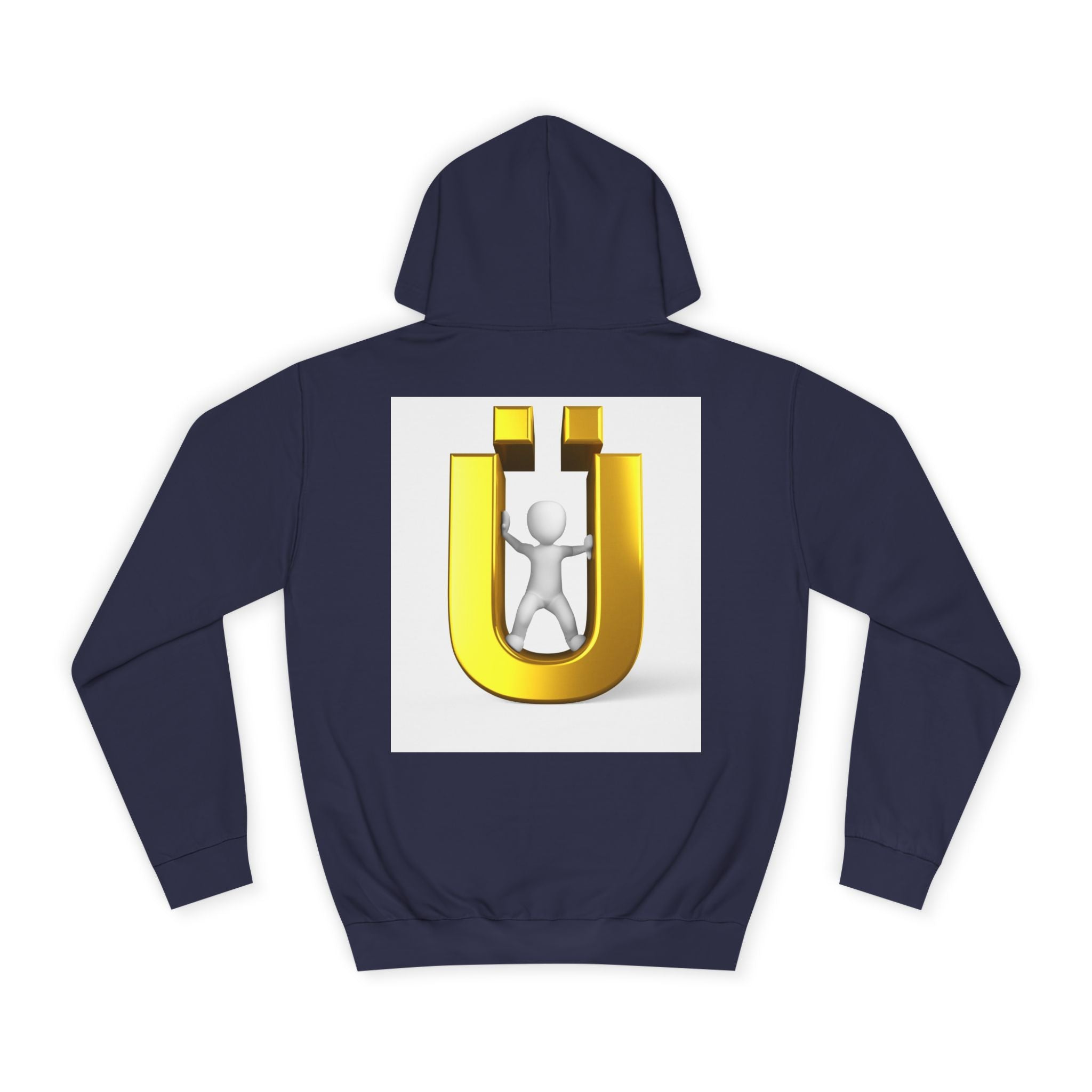 Gold Ü Letter Logo Hoodie | 3D Person Initial U Sweatshirt