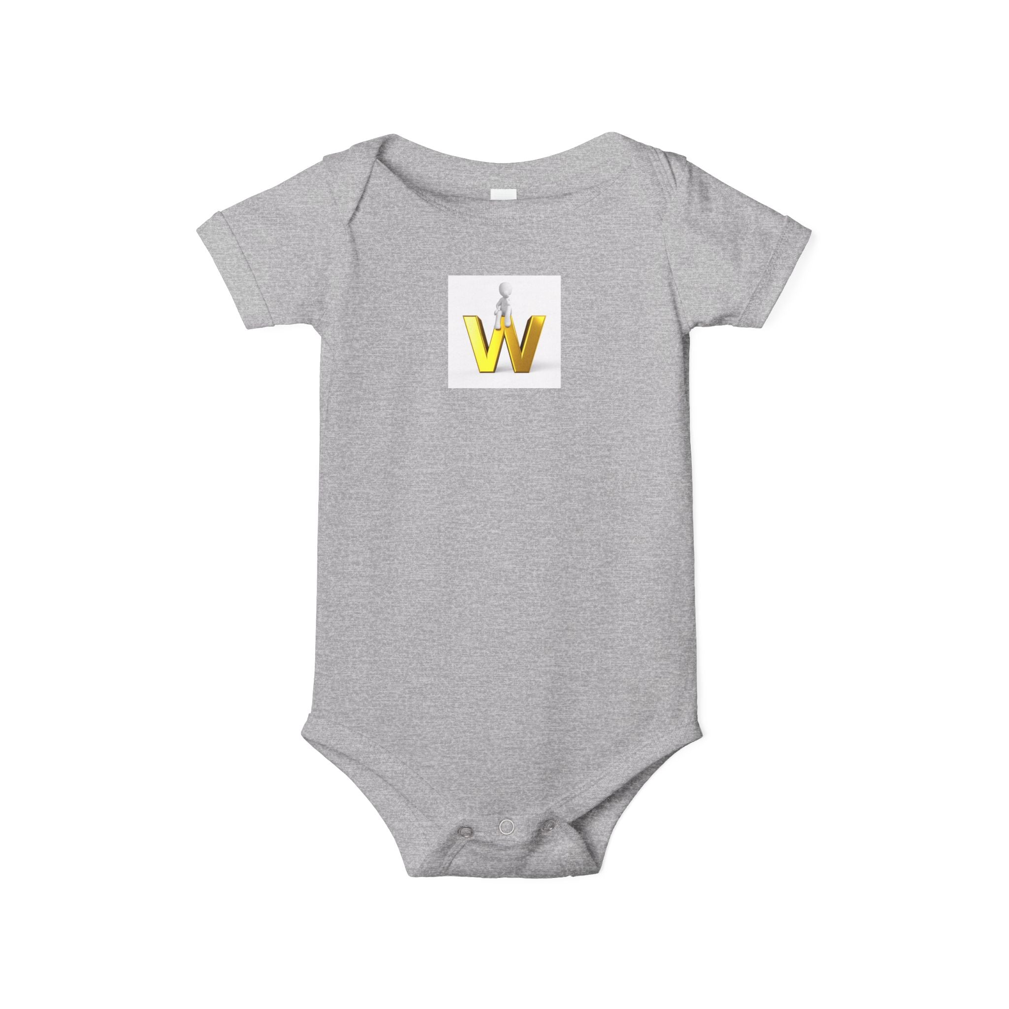 Gold Letter W Infant Onesie | Baby Monogram Initial