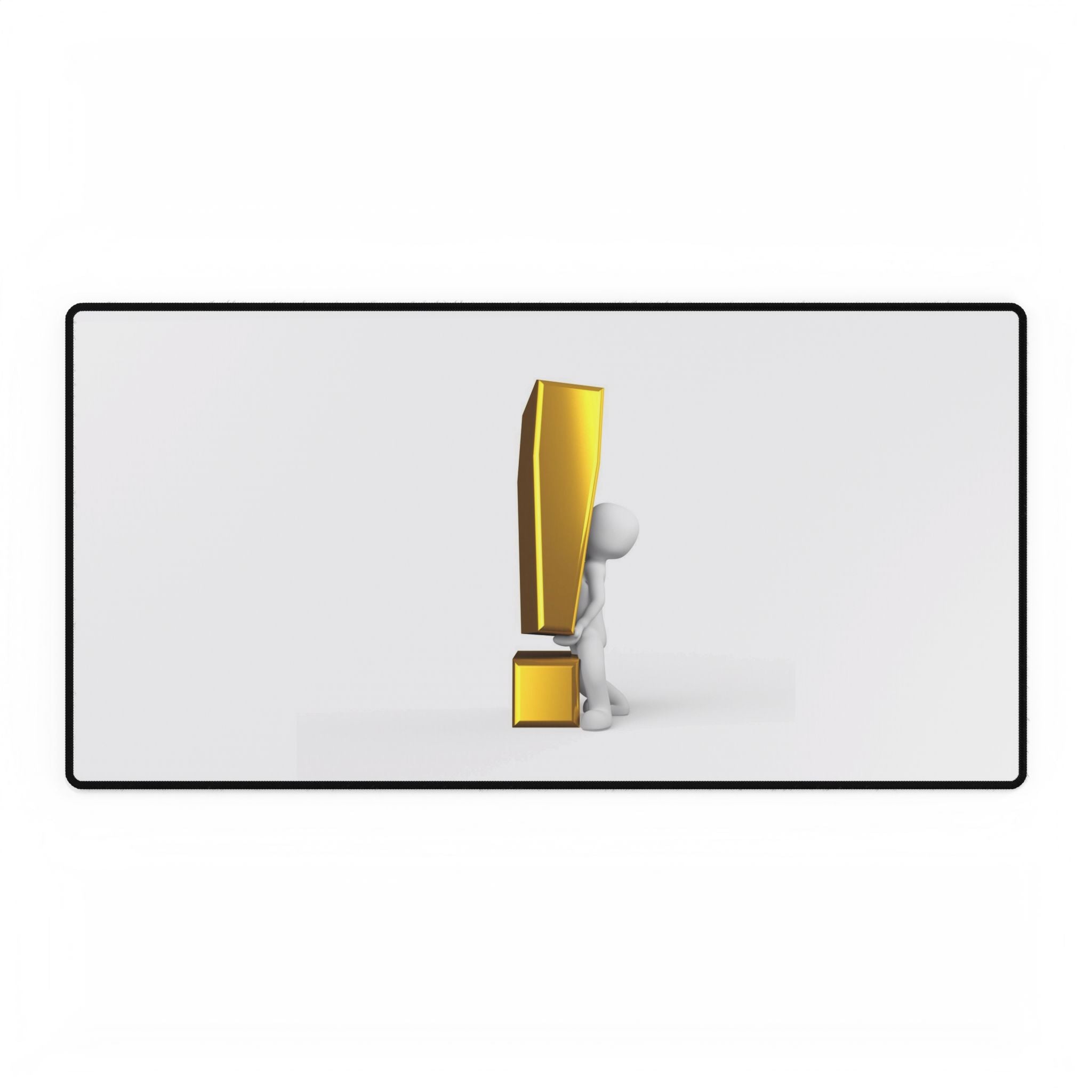 Gold Schreibtischunterlage mit Ausrufezeichen | Minimalistisches Büromousepad