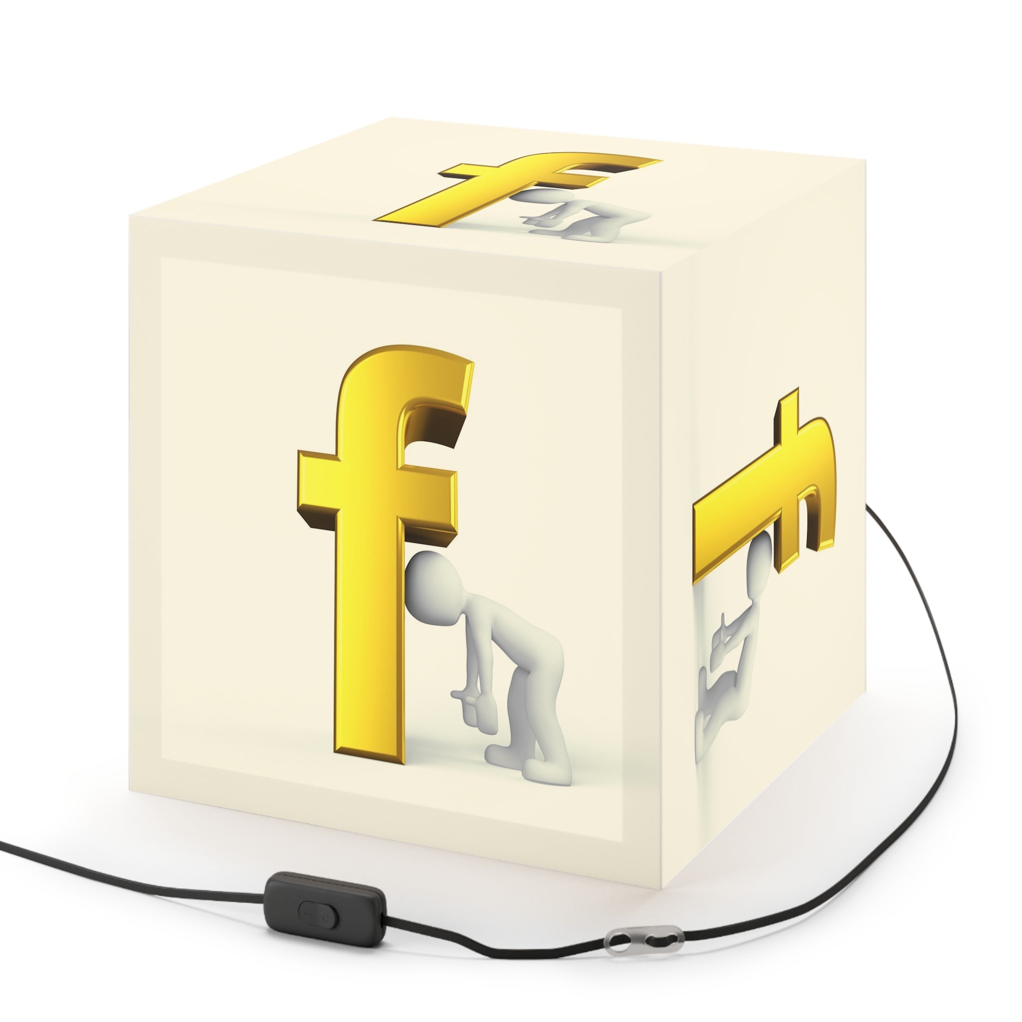 Golden Letter F Cube Lamp | Decor Light