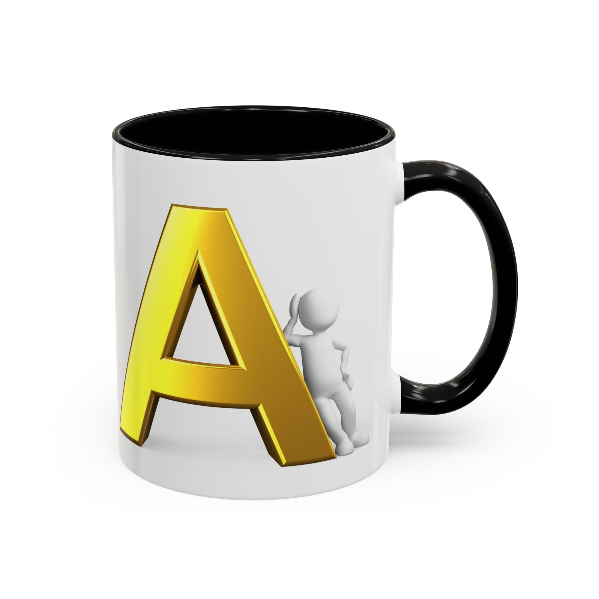 Gold Buchstabe A Tasse mit Initialen | Monogramm Buchstabe A Tasse