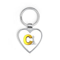3D Letter C Figure Heart Keychain | Initial C Keyring, Monogram Accessory