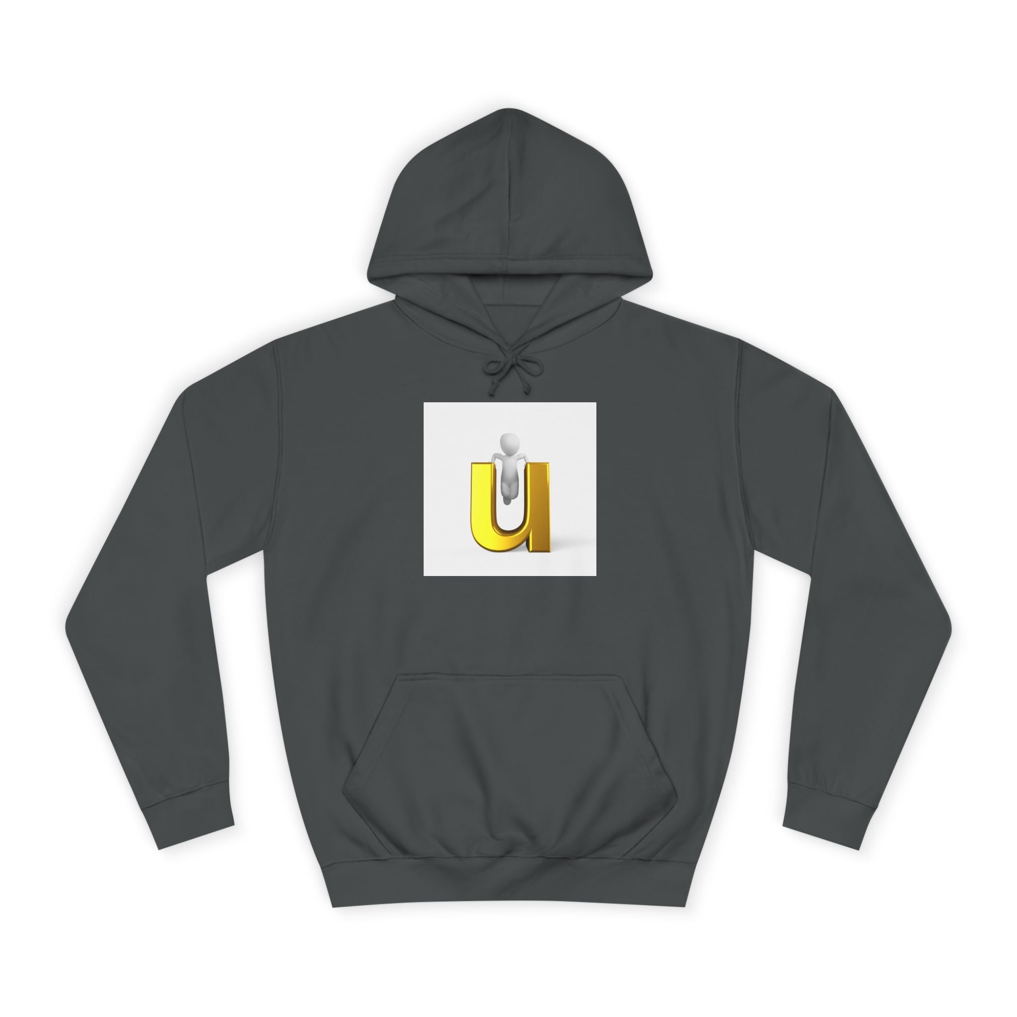 Sweat à capuche lettre U dorée en 3D | Sweat-shirt initial minimaliste