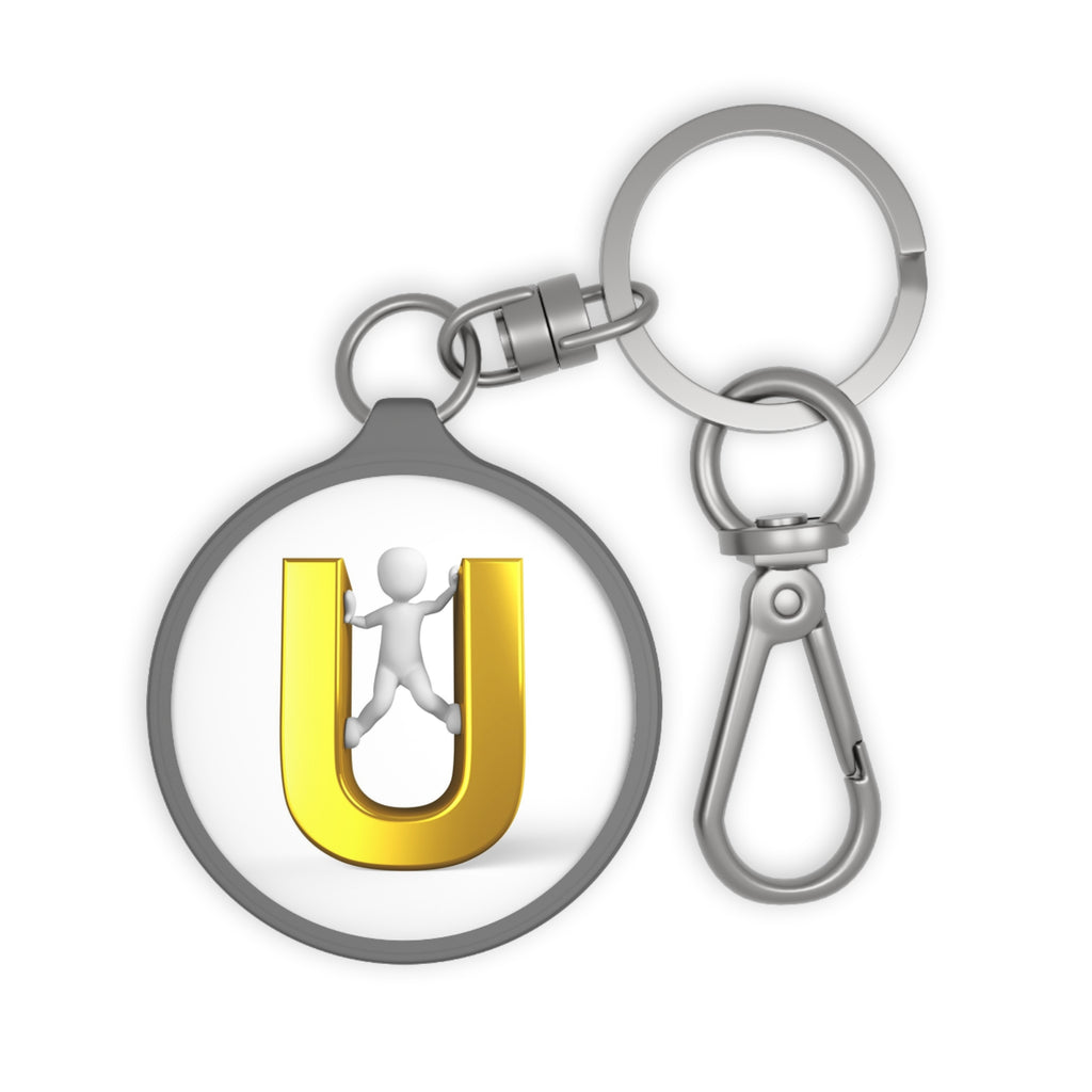 Gold Letter U Monogram Keyring | Initial Keychain Tag
