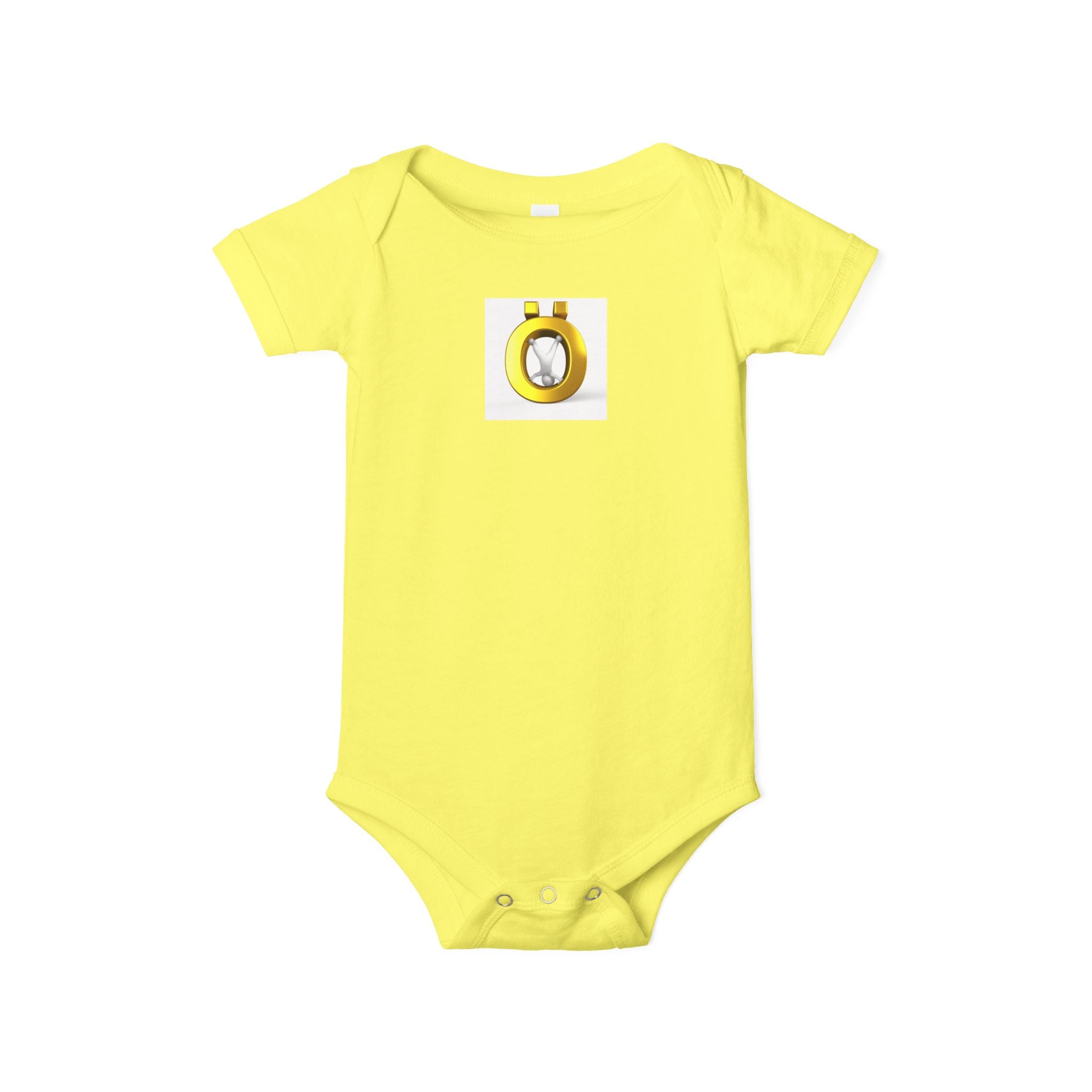 Body de bébé une pièce jaune avec lettre Ö et motif diamant | Body pour bébé