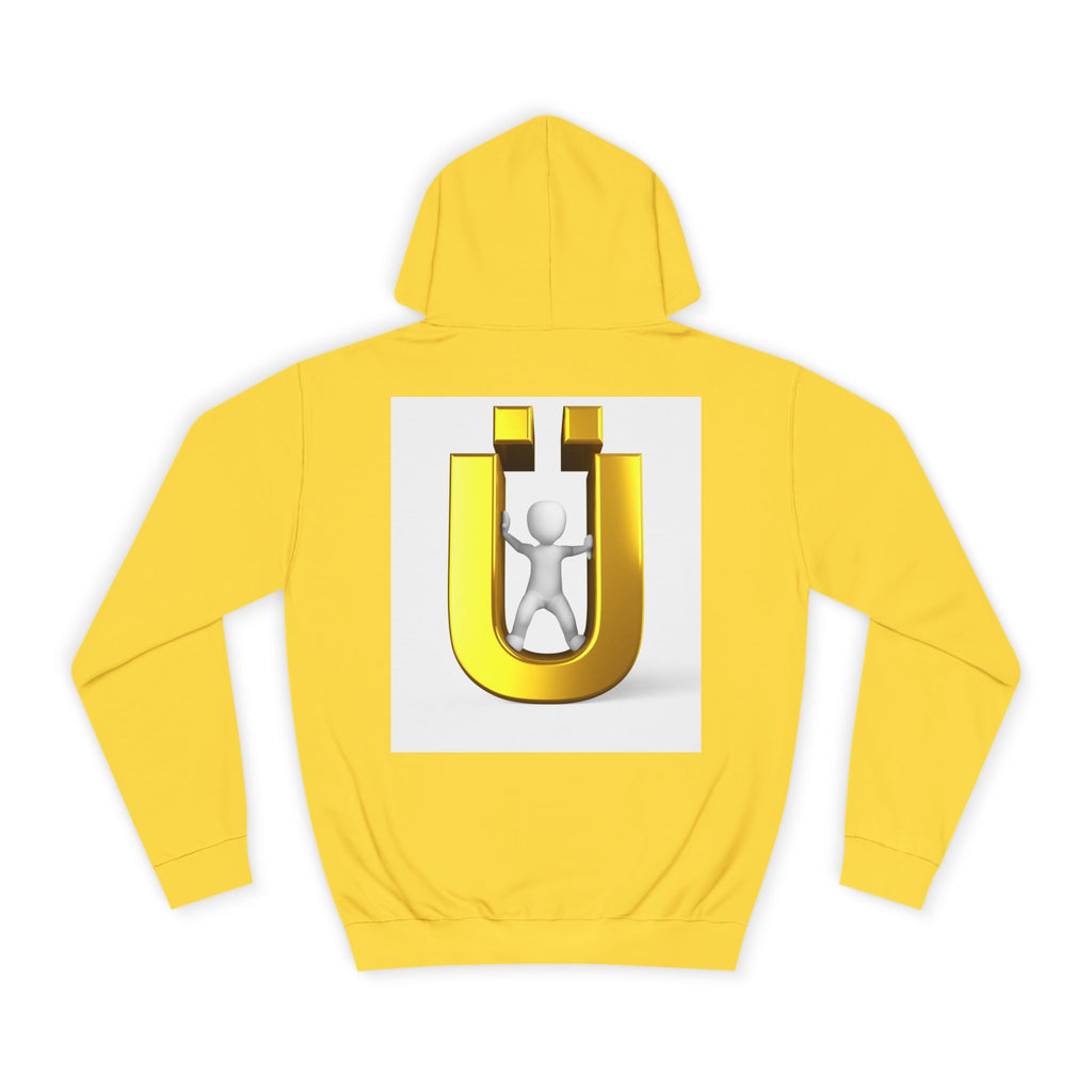Gold Ü Letter Logo Hoodie | 3D Person Initial U Sweatshirt