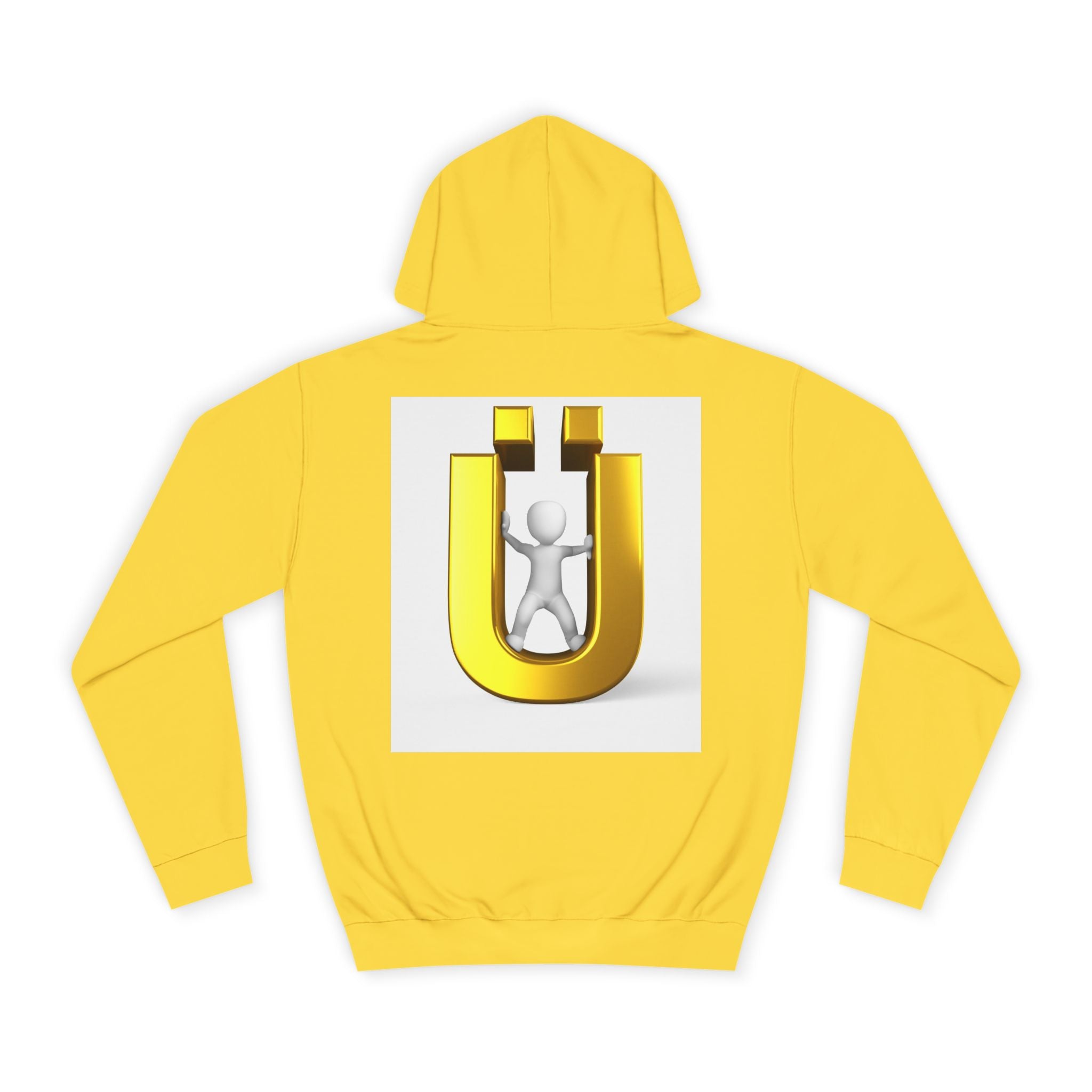 Gold Ü Letter Logo Hoodie | 3D Person Initial U Sweatshirt