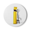 3D Person Building Gold Letter i Ceramic Coaster | Cork Back