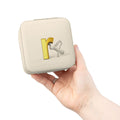 Monogram R Initial Jewelry Travel Case | Compact Pink Portable Organizer