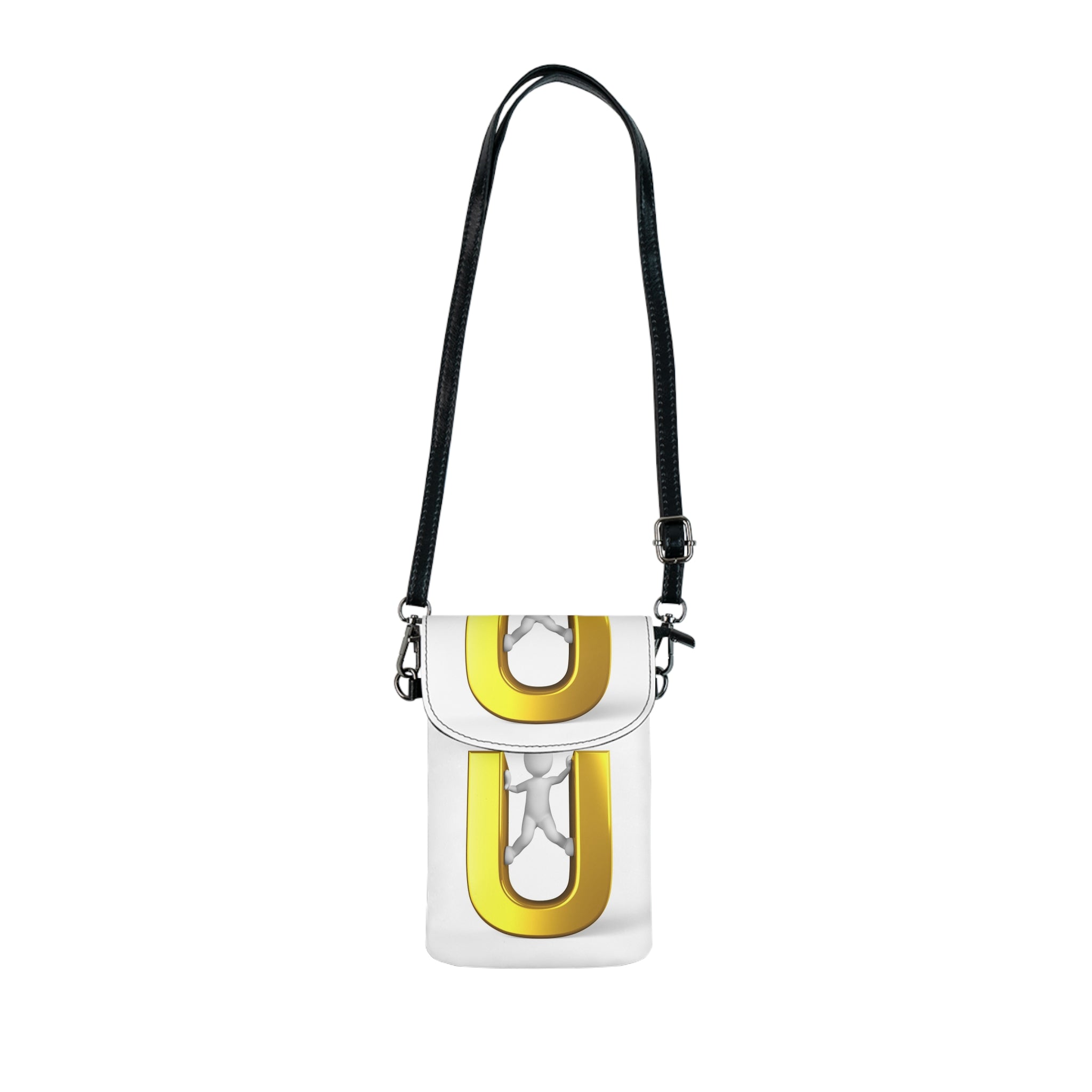 Gold letter U Small Cell Phone Wallet | Crossbody Phone Pouch