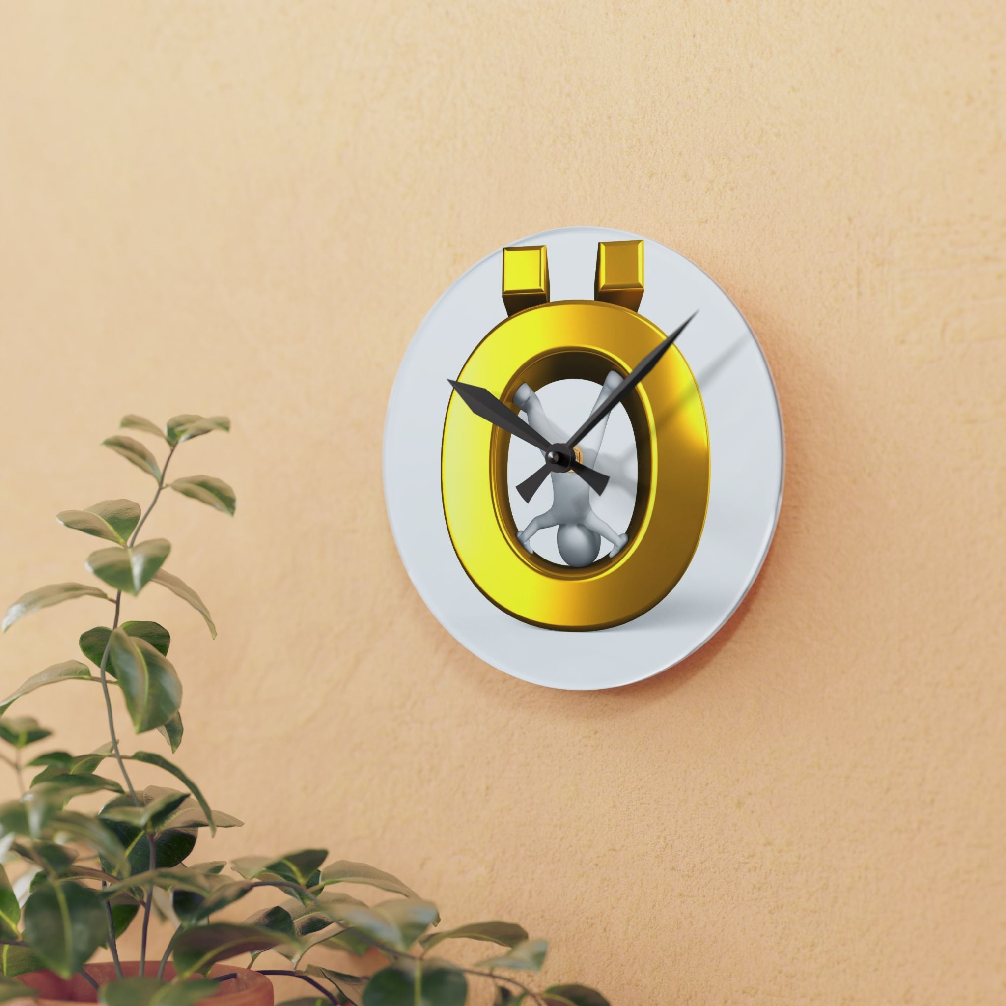 Gold Letter Ö Clock Acrylic Wall Clock | Modern Currency Decor