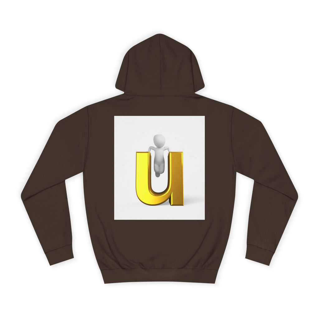 3D Gold Letter U Hoodie | Minimal Initial Sweatshirt