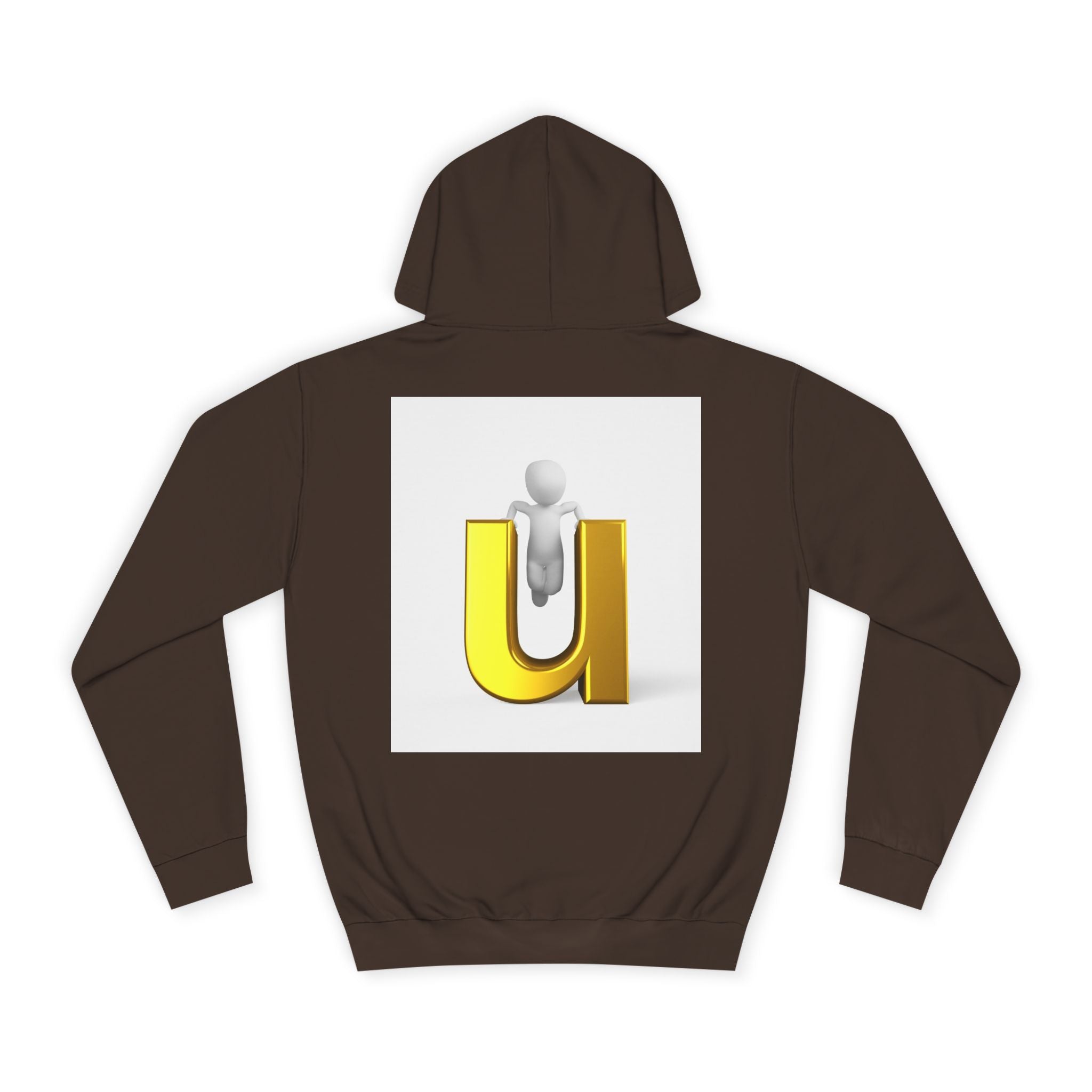 3D Gold Letter U Hoodie | Minimal Initial Sweatshirt