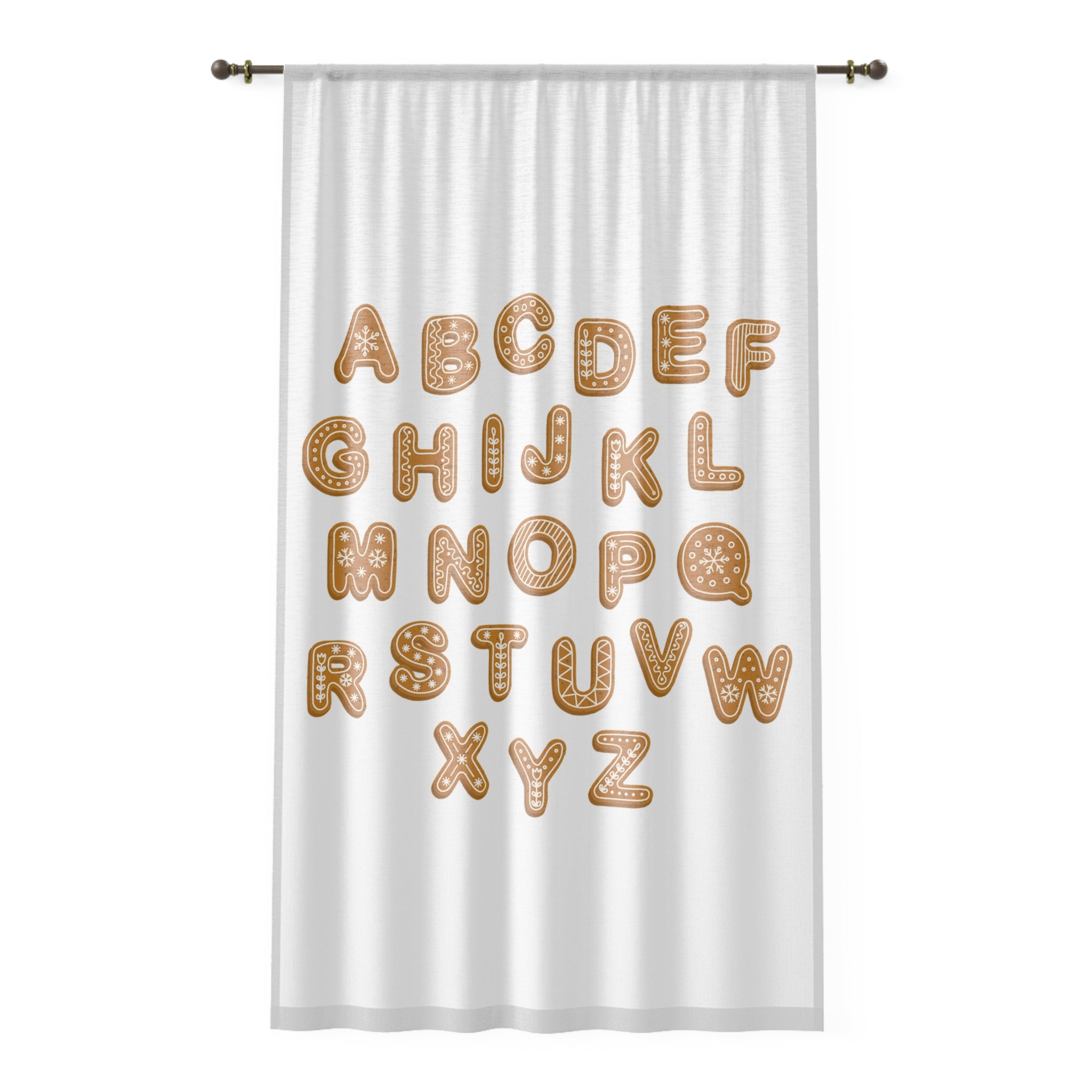 Gingerbread Alphabet Window Curtain | Kids Kitchen Playroom Decor