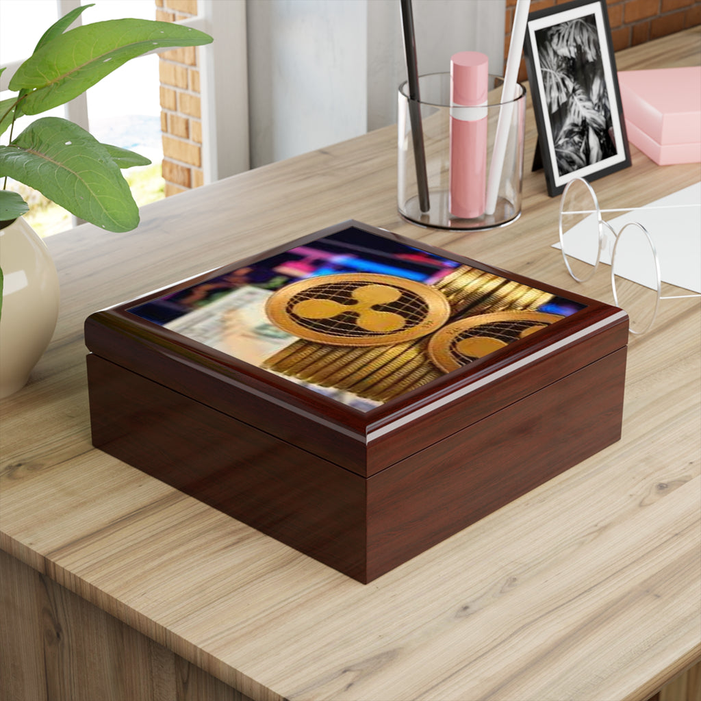 Ripple Cryptocurrency Coin Jewelry Box | Ripple Logo Keepsake Trinket Box