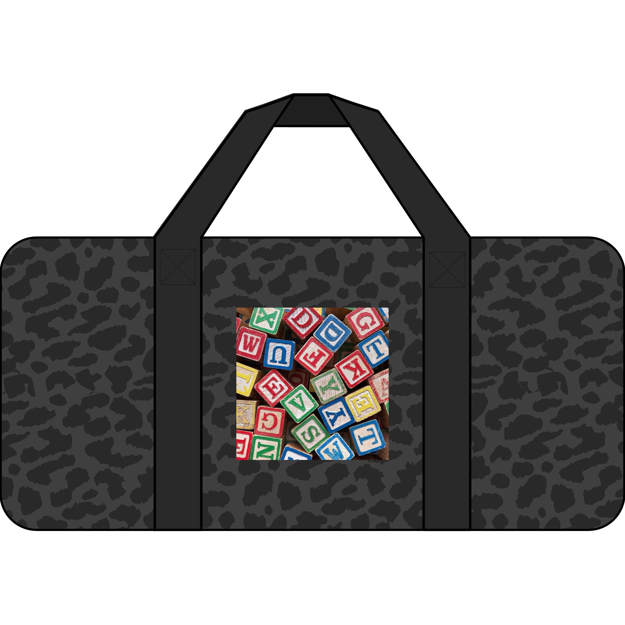 Sac polochon Tripper en blocs alphabétiques colorés | Sac polochon motif jouet pour enfants