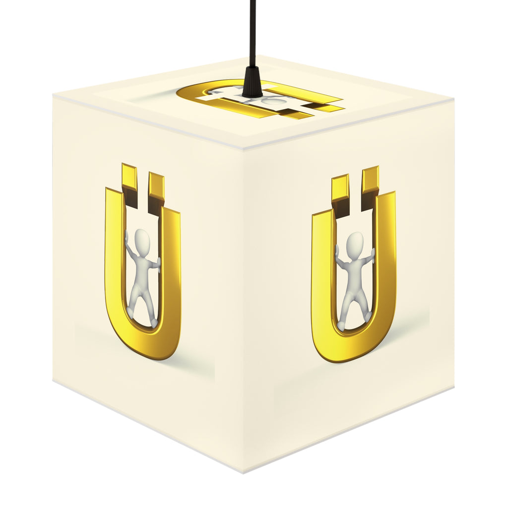 Gold Letter Ü with Figure Light Cube Lamp | Kids Room Nightlight