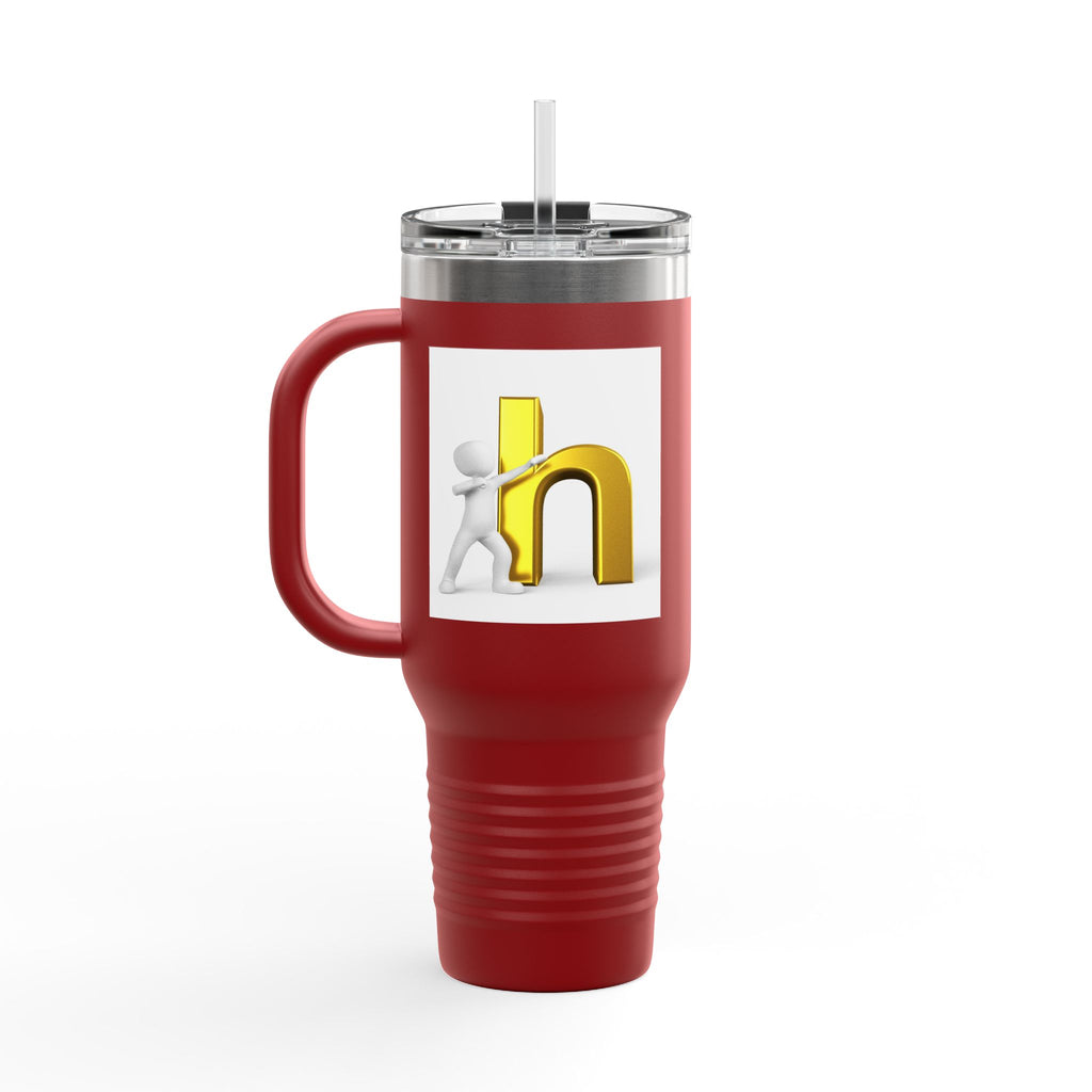 3D Gold Letter H with Figure | Travel Mug