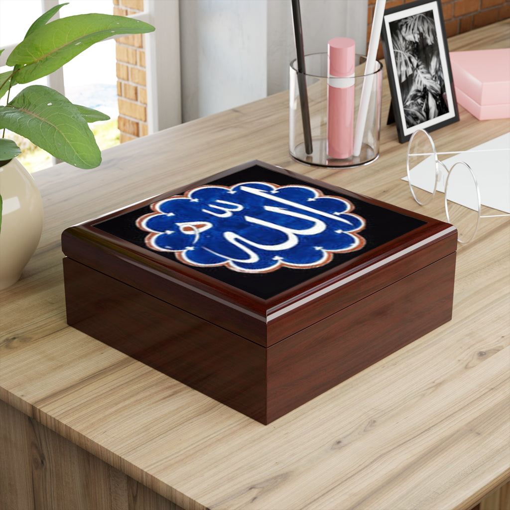 Allah Calligraphy Jewelry Box | Islamic Arabic Script Trinket Case