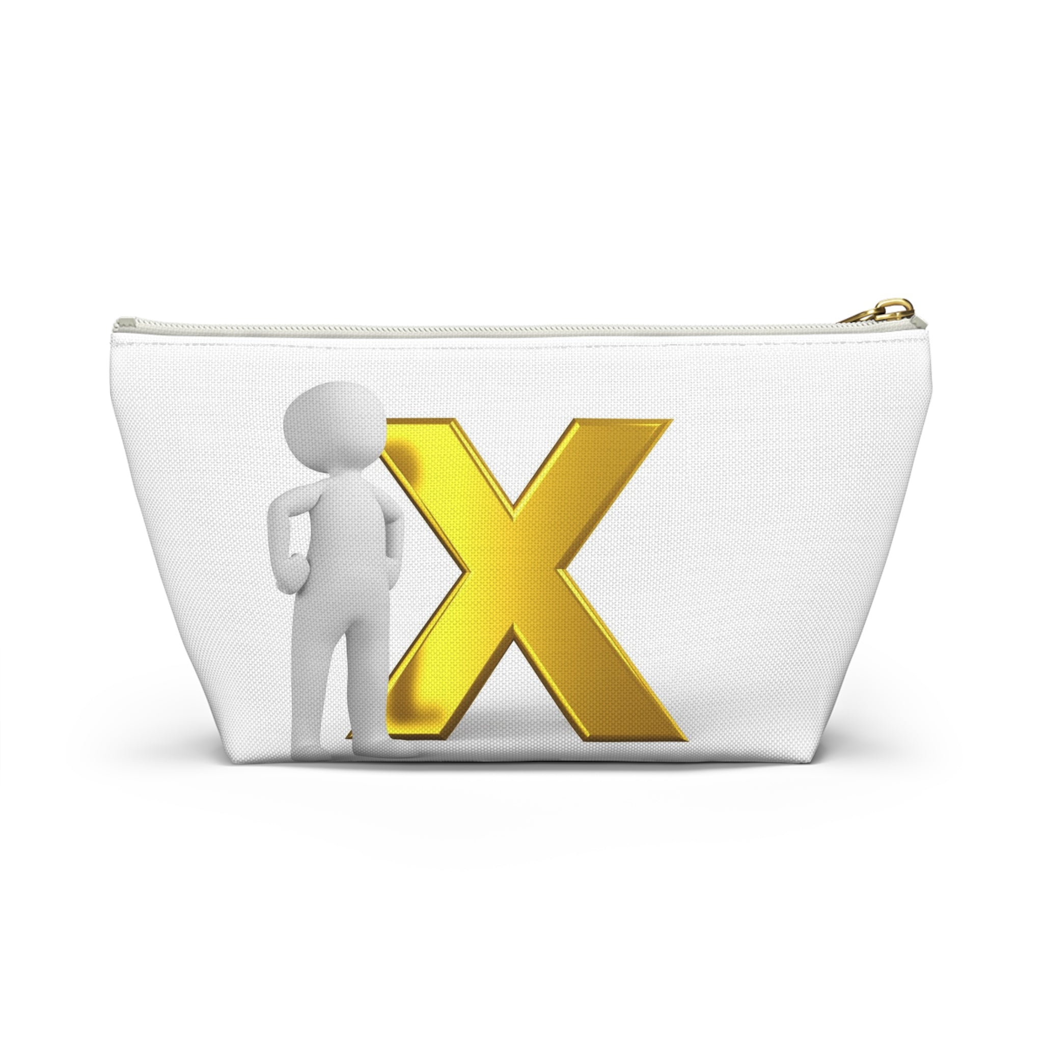 3D Stick Figure with Gold X Accessory Pouch
