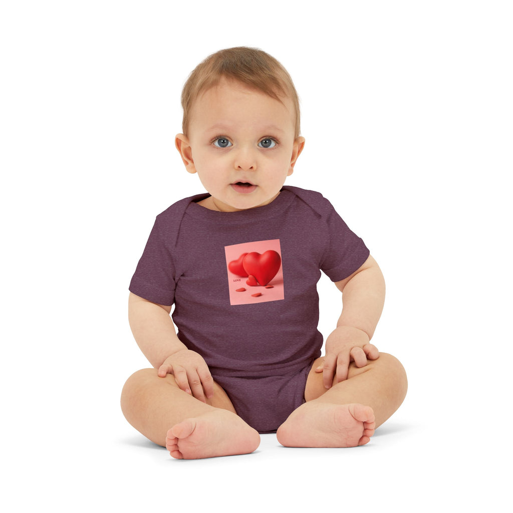 Red Heart Illustration Infant Bodysuit | Cute Valentine Baby Onesie
