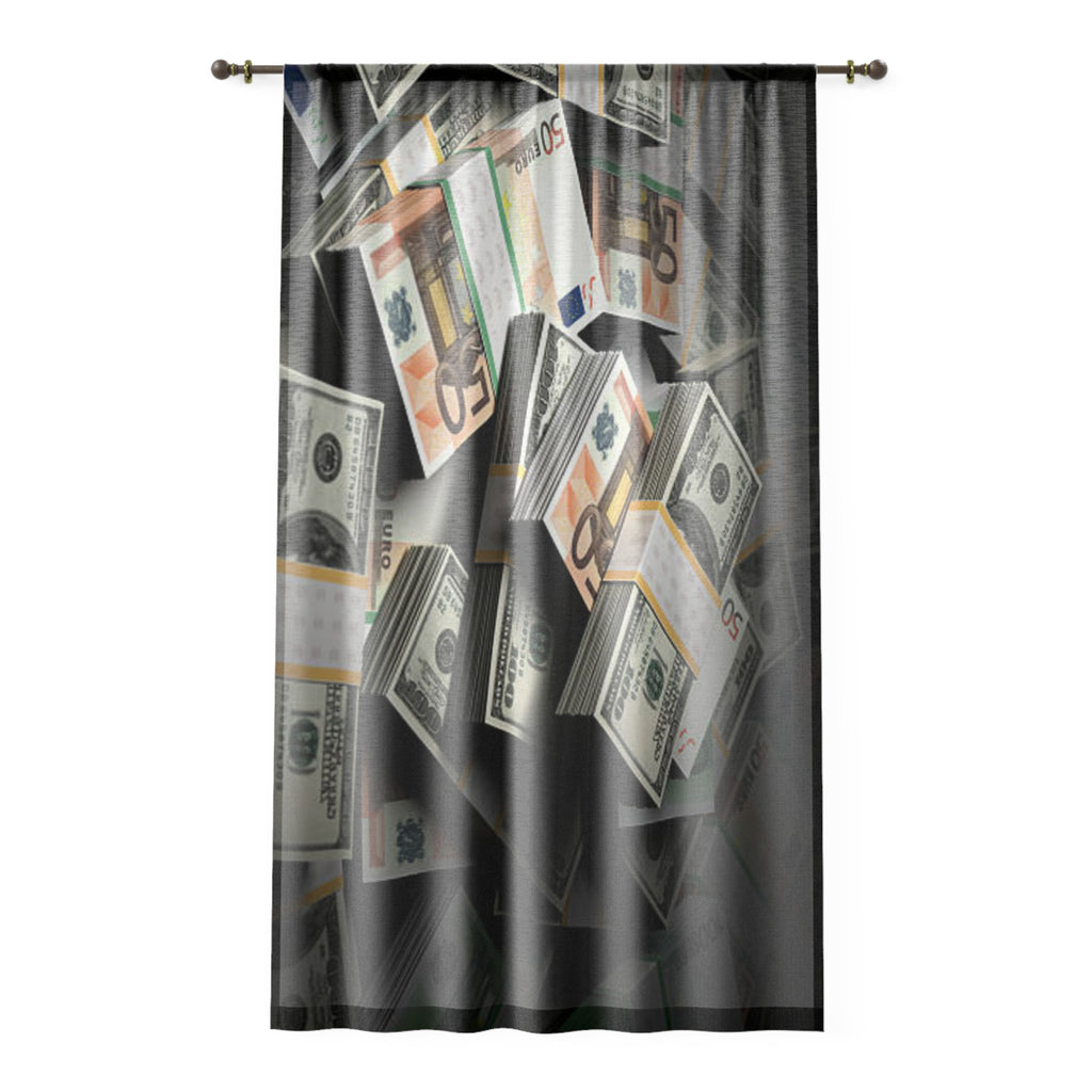 Falling Money Window Curtain | Cash Stack Curtain, Dollar Bill Sheer Panel