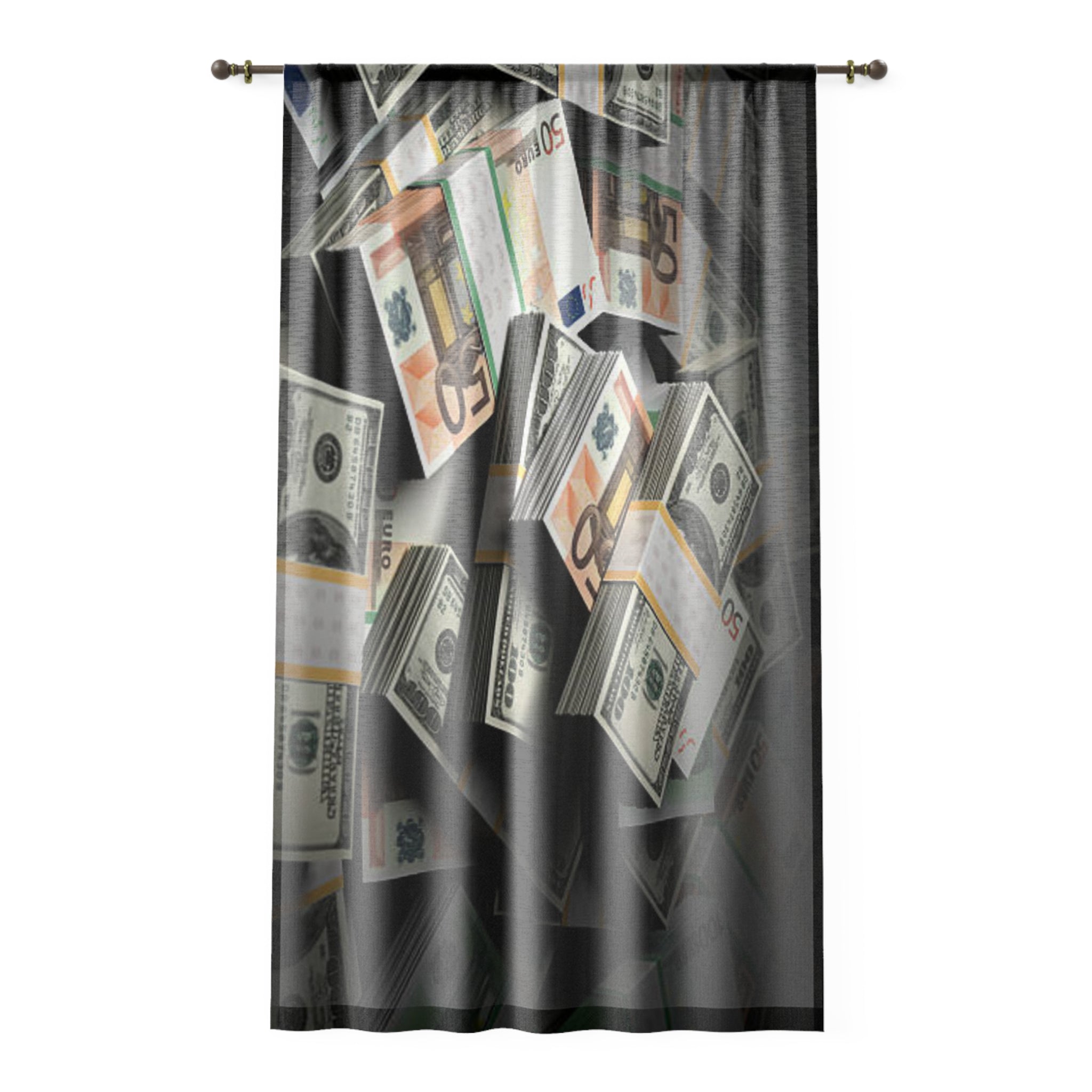 Falling Money Window Curtain | Cash Stack Curtain, Dollar Bill Sheer Panel