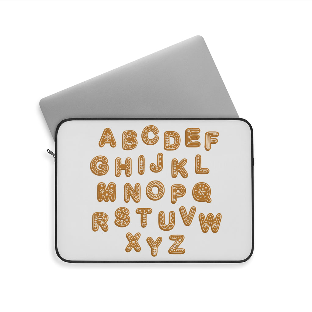 Gingerbread Alphabet Laptop Sleeve | Cookie Letter Pattern
