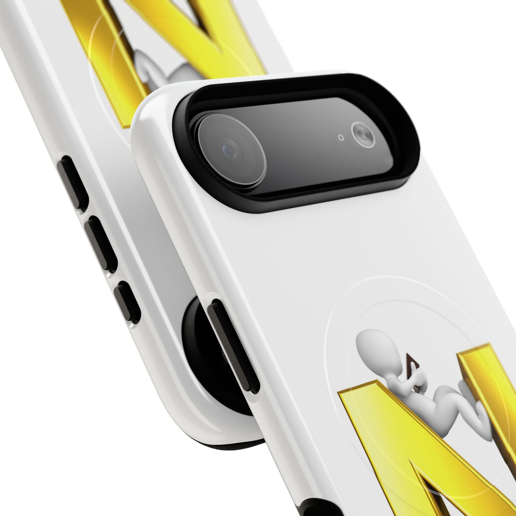 Gold Letter N with 3D Figure Phone Case | Tough Magnetic Case