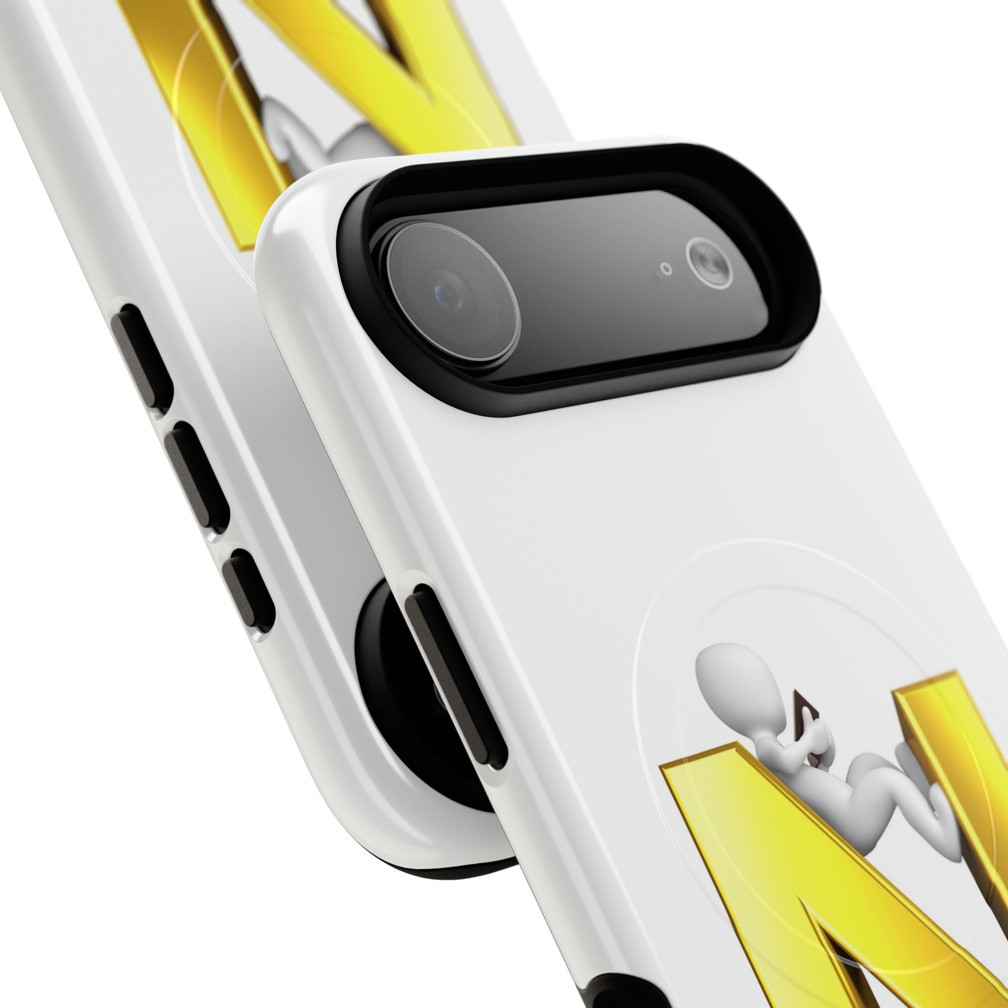 Gold Letter N with 3D Figure Phone Case | Tough Magnetic Case