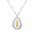 Minimalist Oval Pendant Necklace — Modern Yellow Letter i.