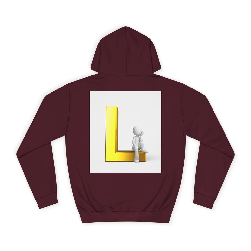 3D Letter L with Figure Hoodie | Initial L Sweatshirt