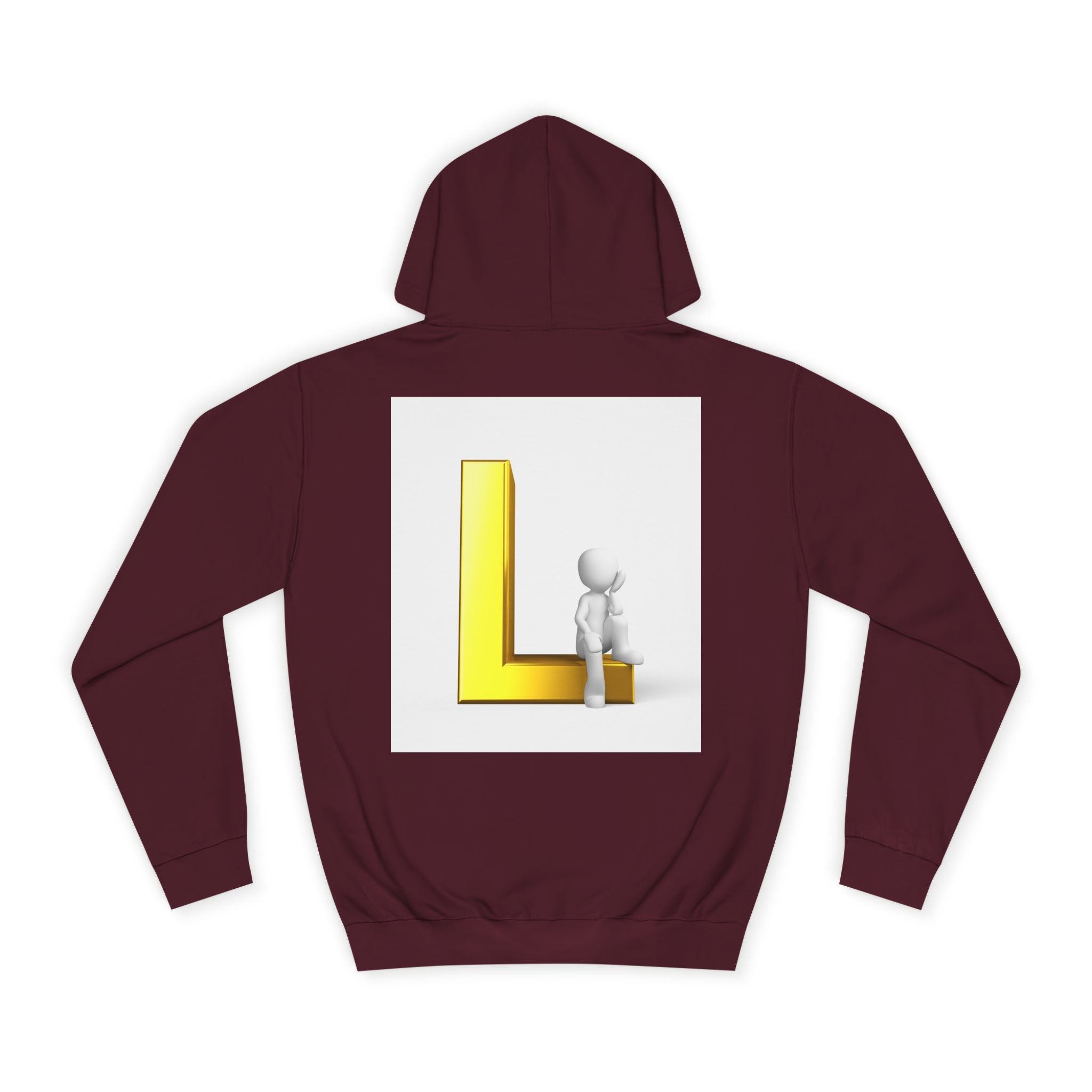 3D Letter L with Figure Hoodie | Initial L Sweatshirt