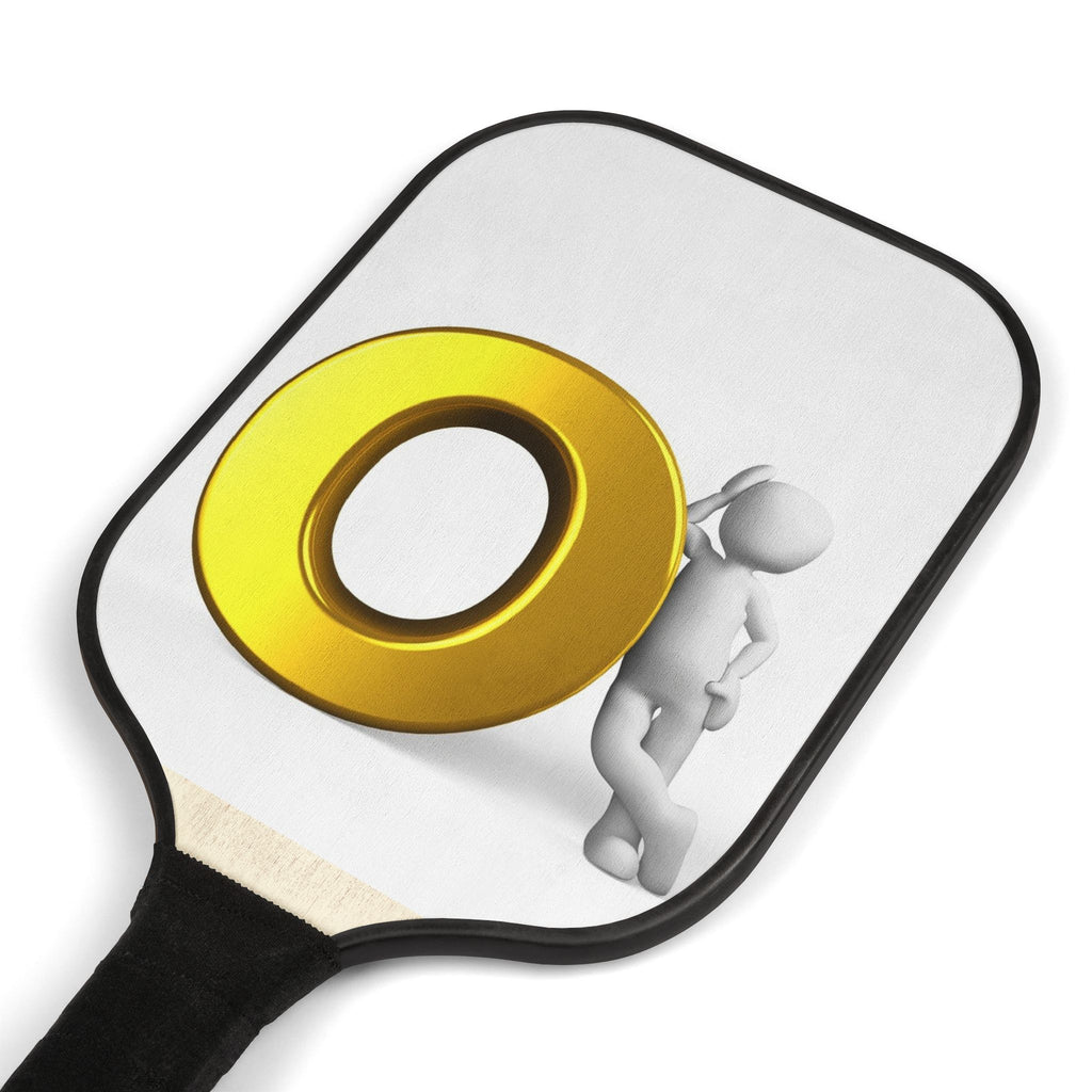 3D Gold Letter O Figure Pickleball Paddle